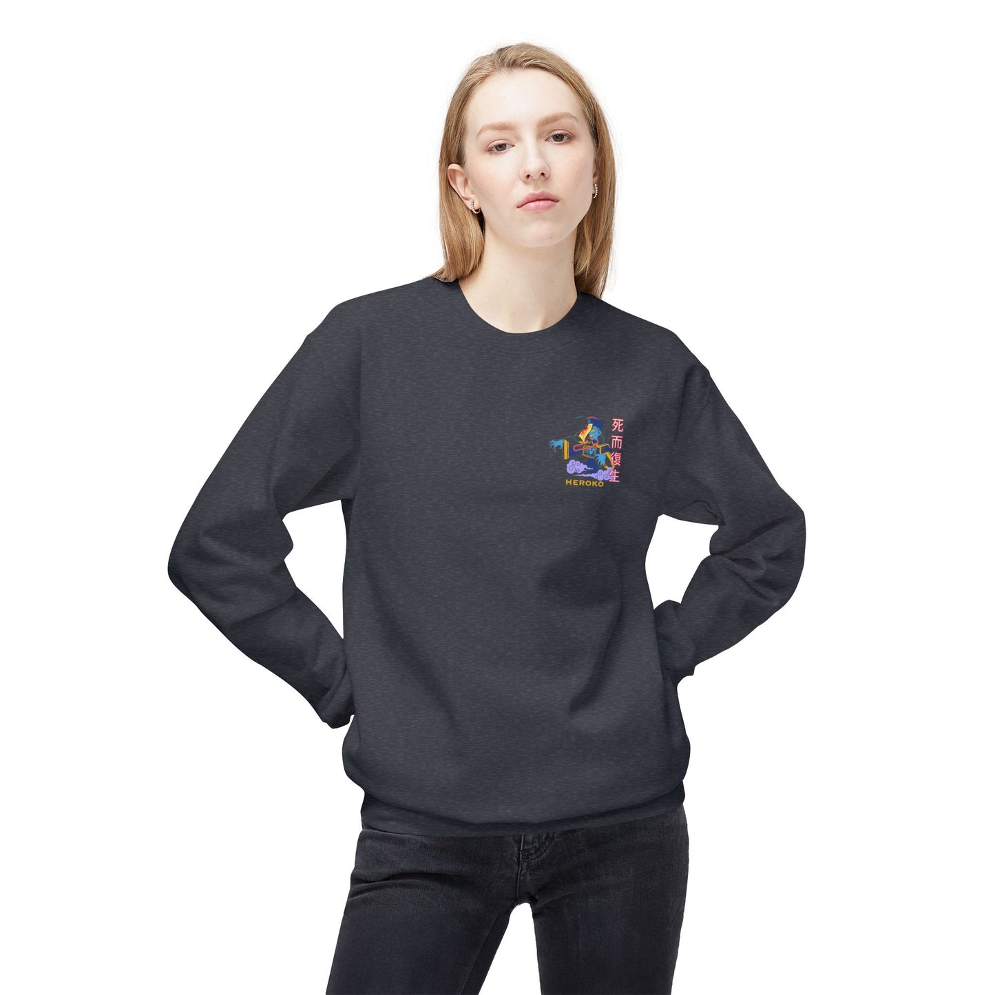 Spooky Unisex Crewneck Sweatshirt, Chinese Ancient Zombie Design