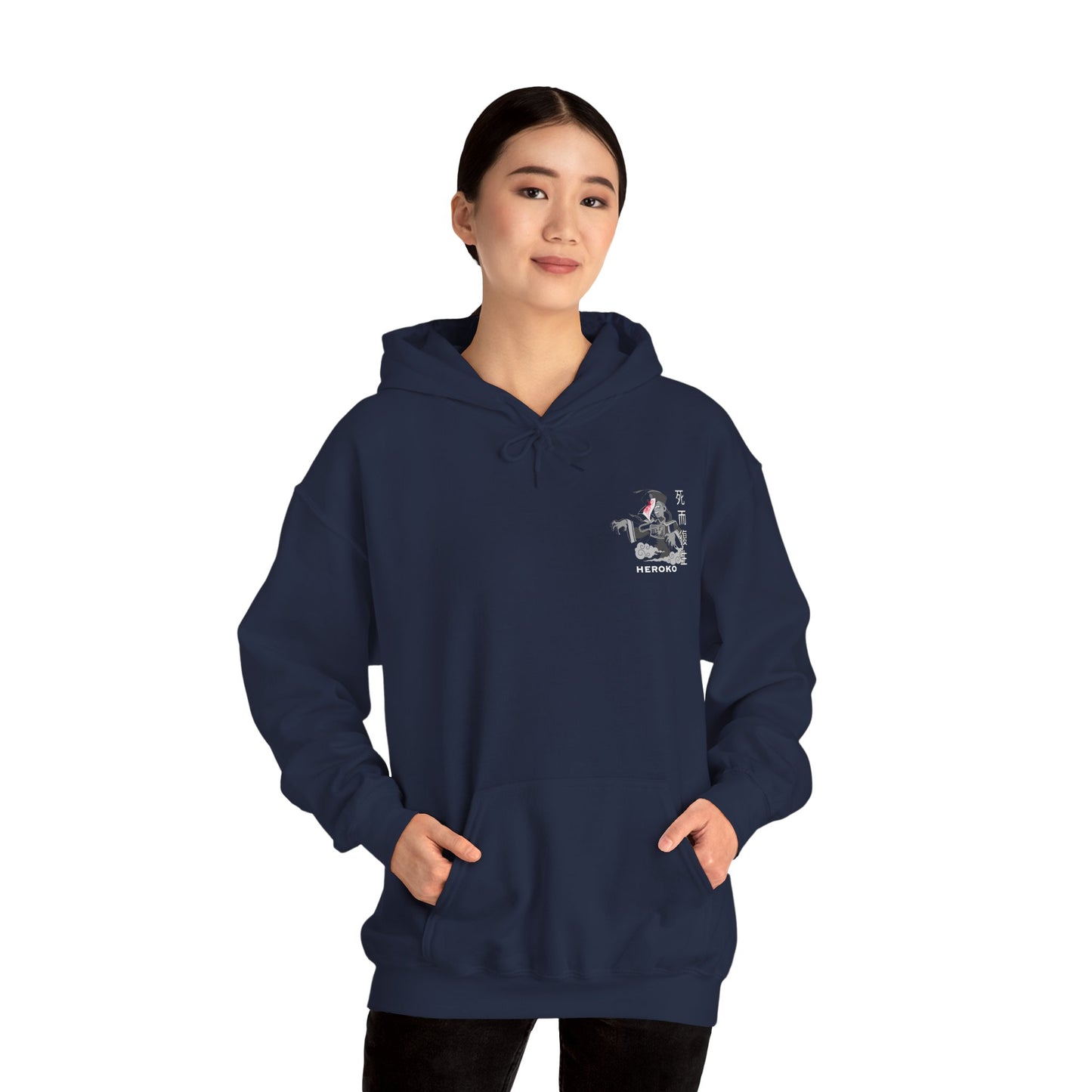 Spooky Unisex Hoodie, Chinese Ancient Zombie B&W Design
