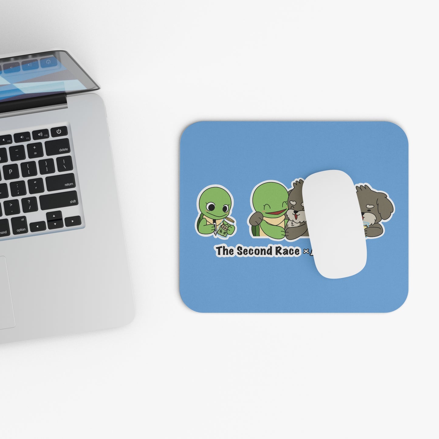 Cute Turtle & Puppy Mouse Pad — "The Second Race × HEROKO" Desk Mat