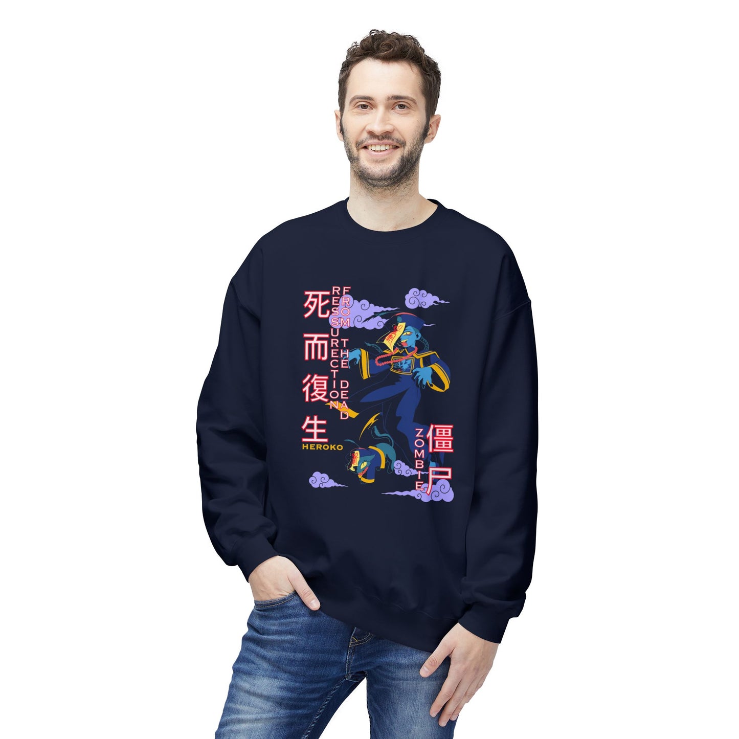 Halloween Unisex Crewneck Sweatshirt, Chinese Ancient Zombies Design