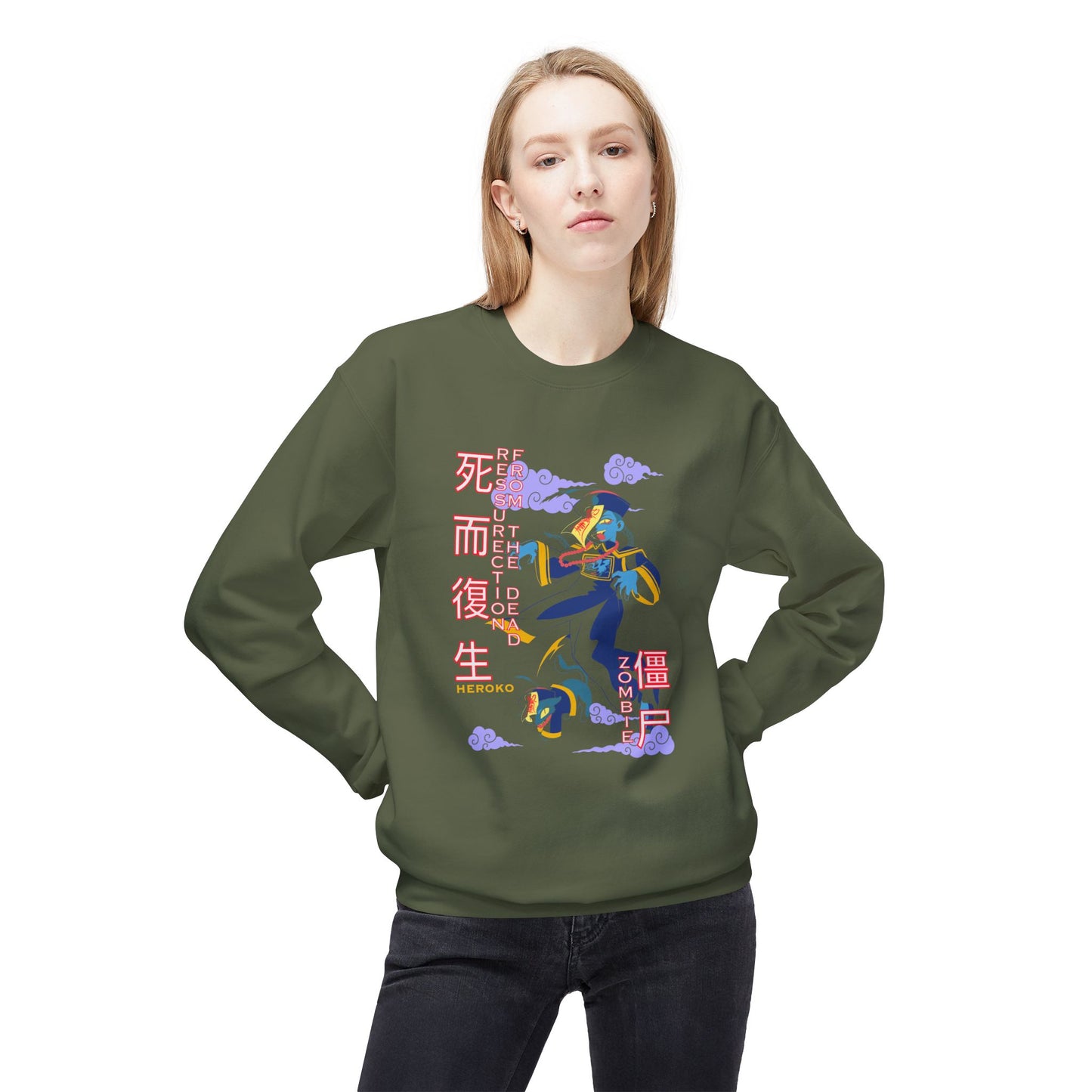 Halloween Unisex Crewneck Sweatshirt, Chinese Ancient Zombies Design