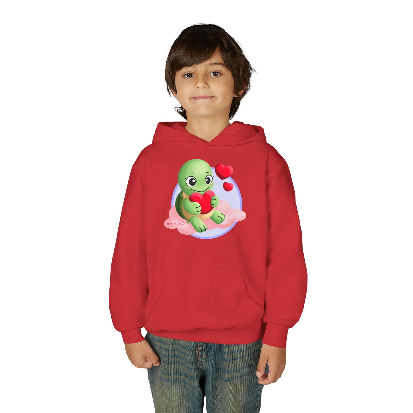 Kids Hoodie - Cute Turtle Valentine's Day Design