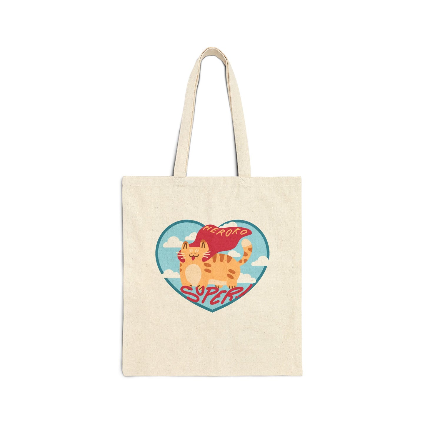 VALENTINE'S SUPER CAT Cotton Canvas Tote Bag