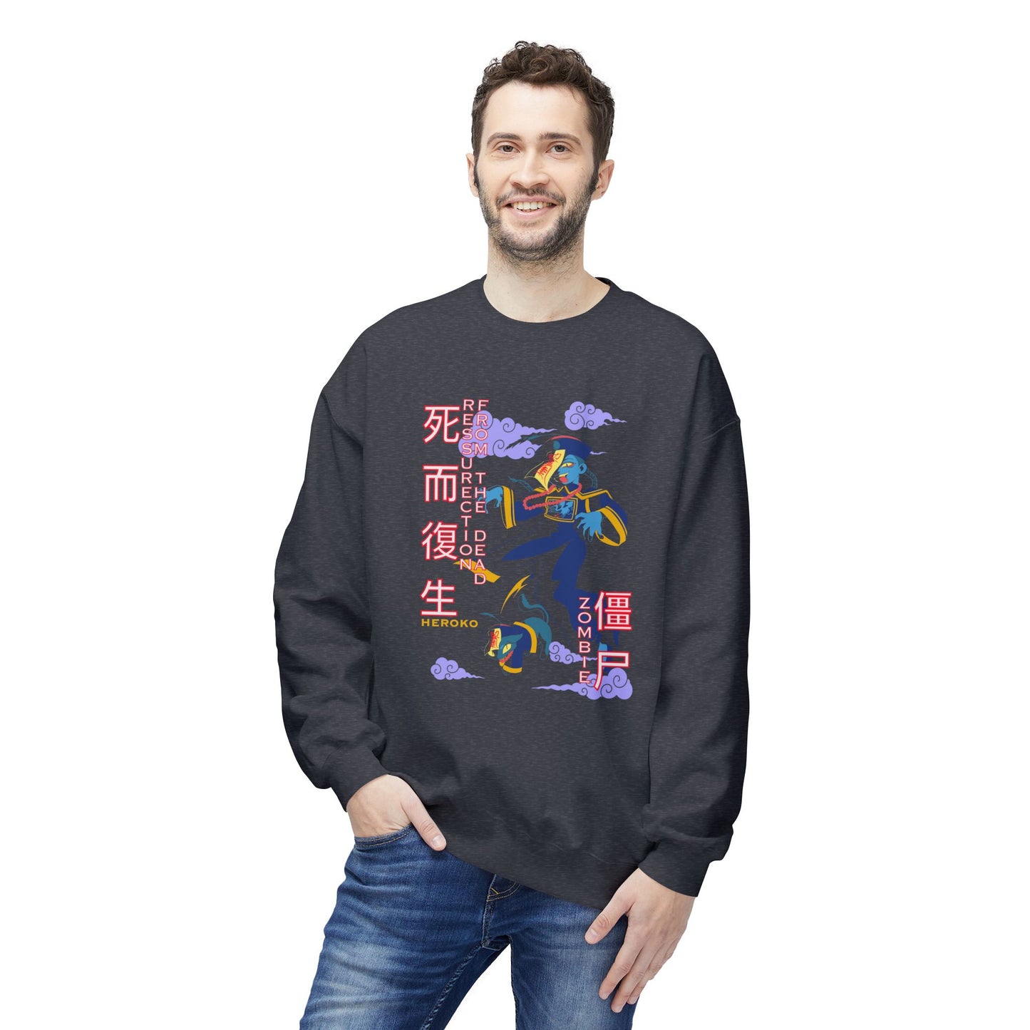 Halloween Unisex Crewneck Sweatshirt, Chinese Ancient Zombies Design
