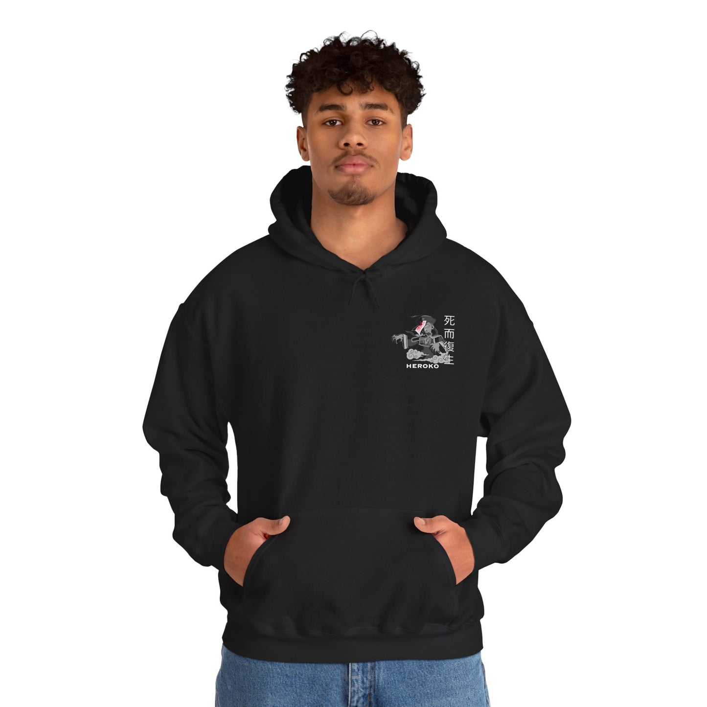 Spooky Unisex Hoodie, Chinese Ancient Zombie B&W Design