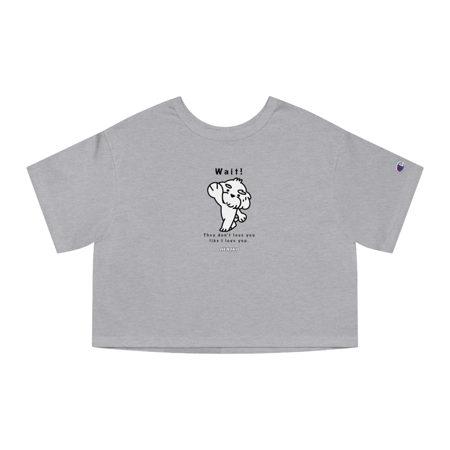 Women's Champion WAIT! DOG MEME Cropped T-Shirt
