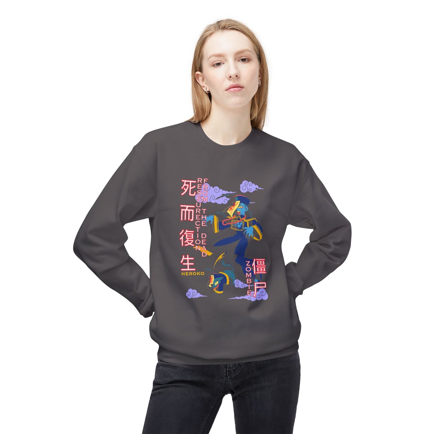 Halloween Unisex Crewneck Sweatshirt, Chinese Ancient Zombies Design
