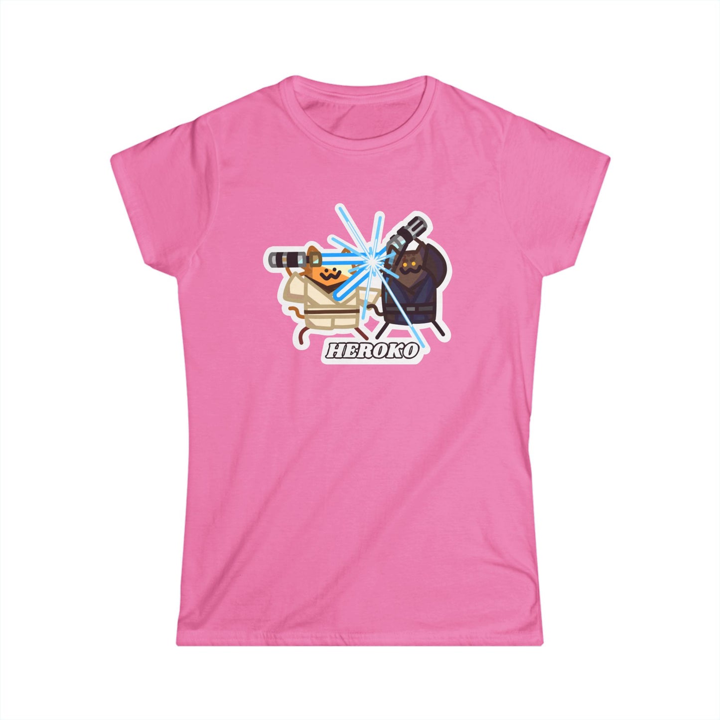 Slim Fit Tee - Jedi Cats Fighting Design