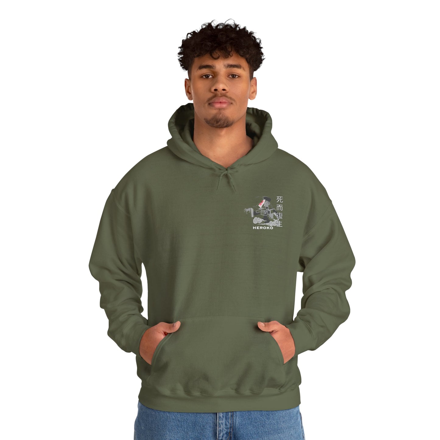 Spooky Unisex Hoodie, Chinese Ancient Zombie B&W Design
