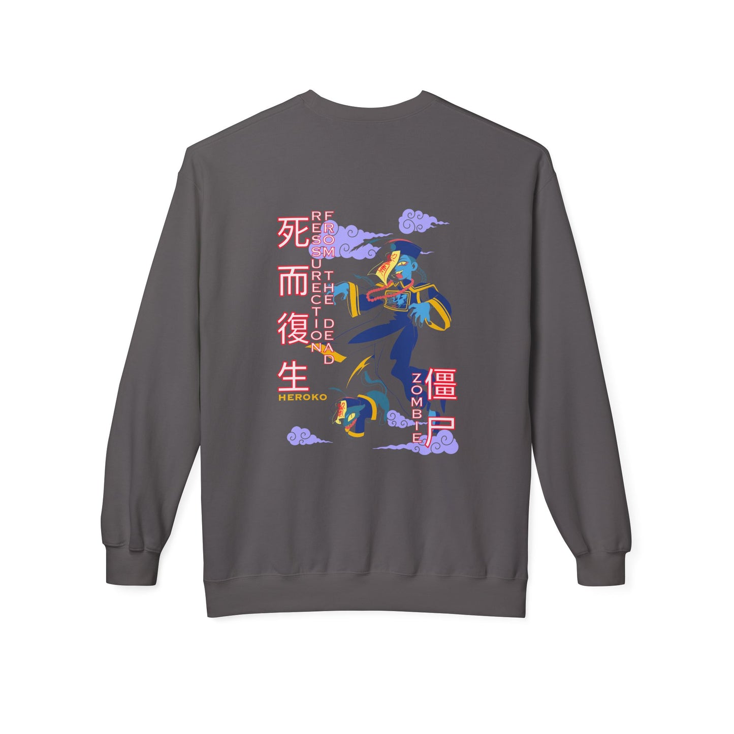 Halloween Unisex Crewneck Sweatshirt, Chinese Ancient Zombies Design on Back