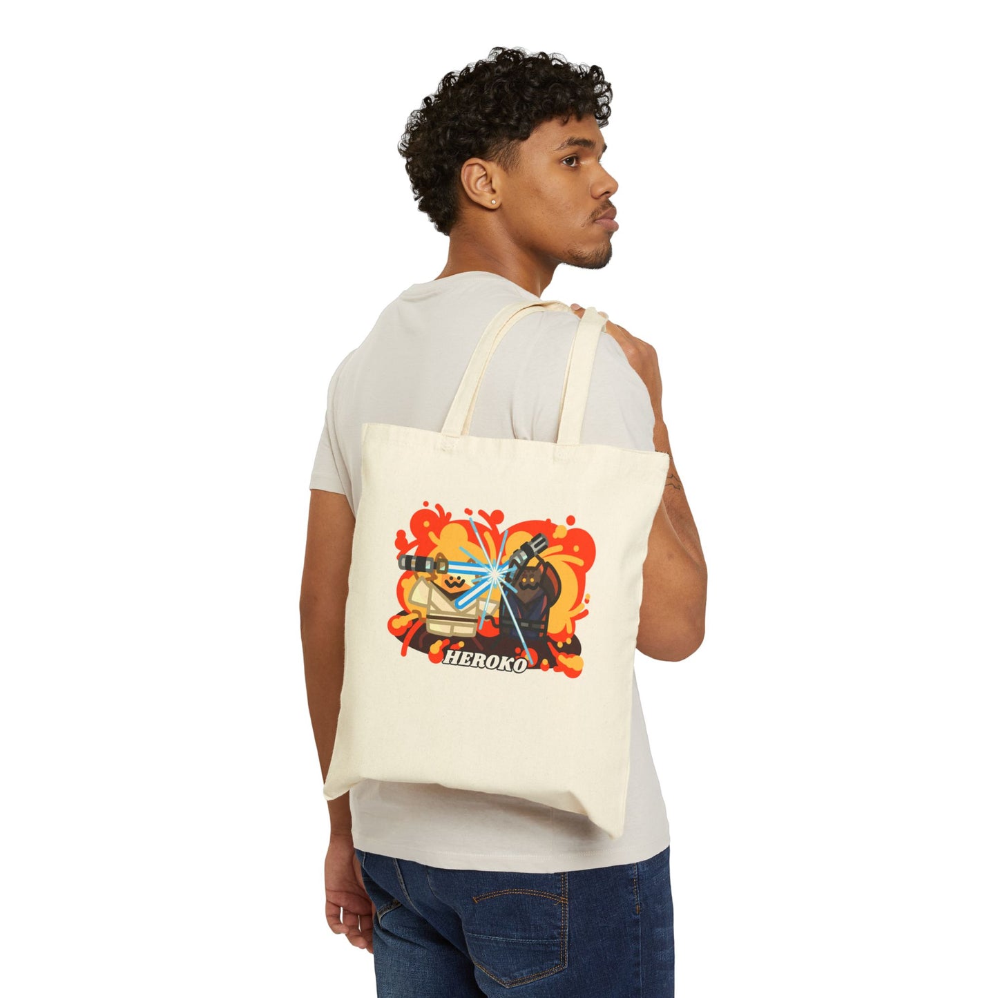 Jedi Cats Fighting Canvas Tote Bag