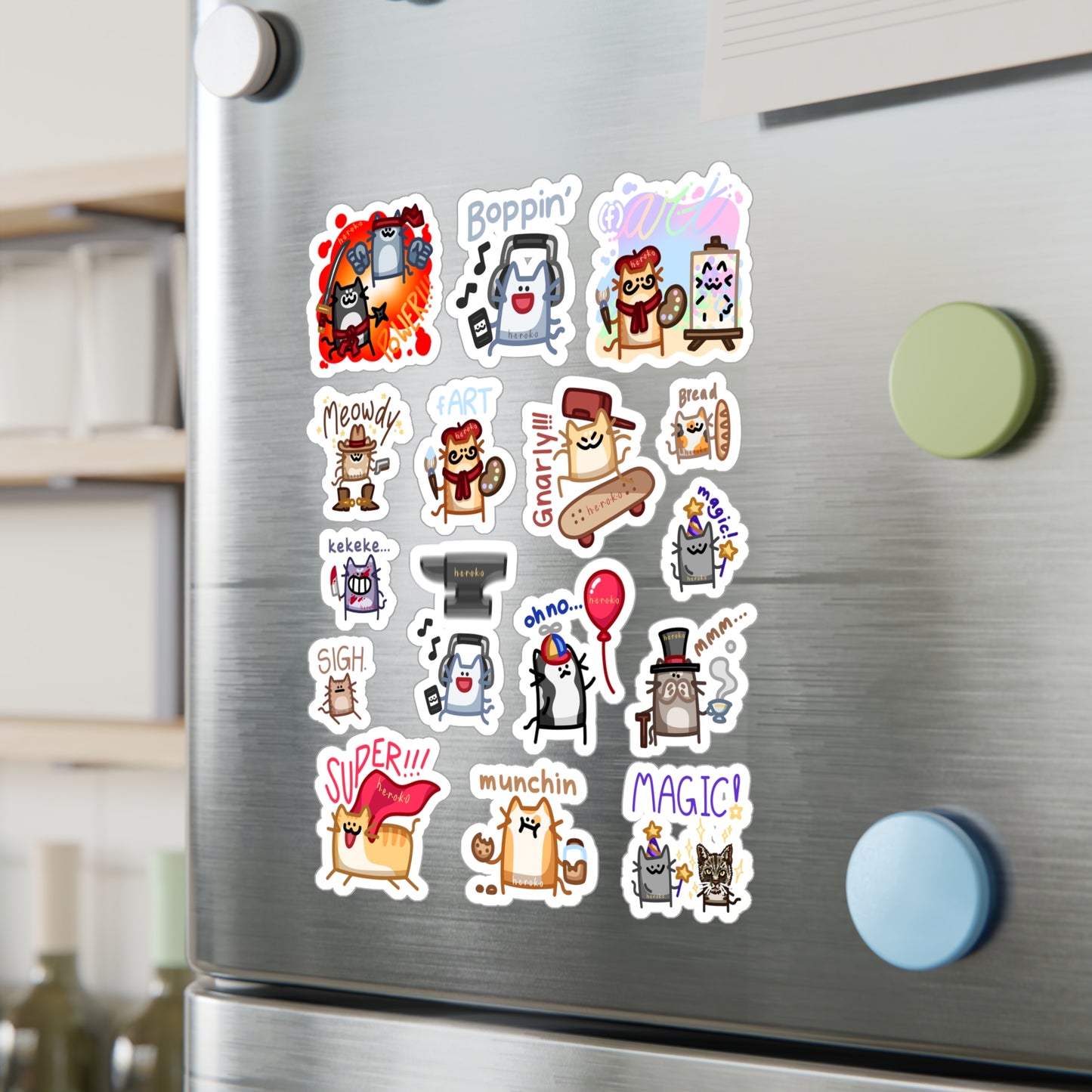 16 STICKERS -NEW CATS SET#3A Kiss-Cut Vinyl Decals