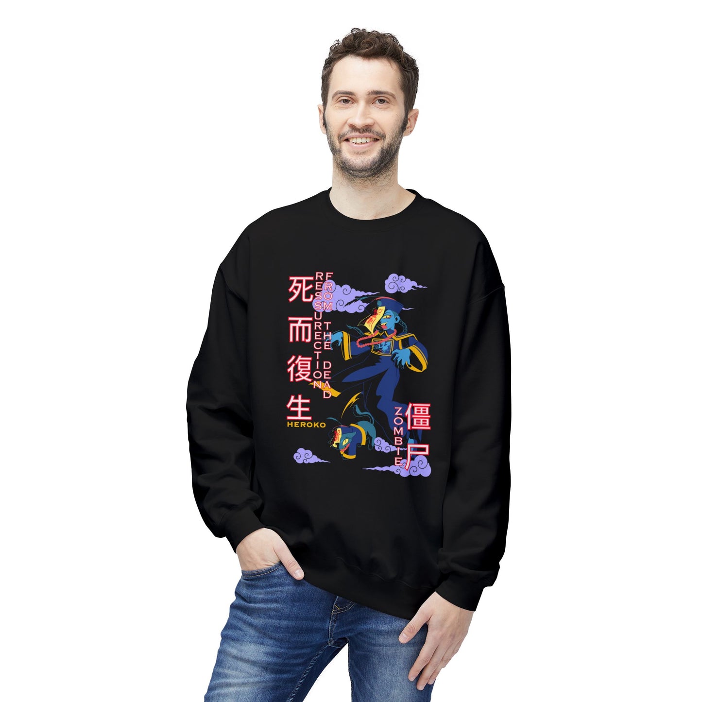Halloween Unisex Crewneck Sweatshirt, Chinese Ancient Zombies Design