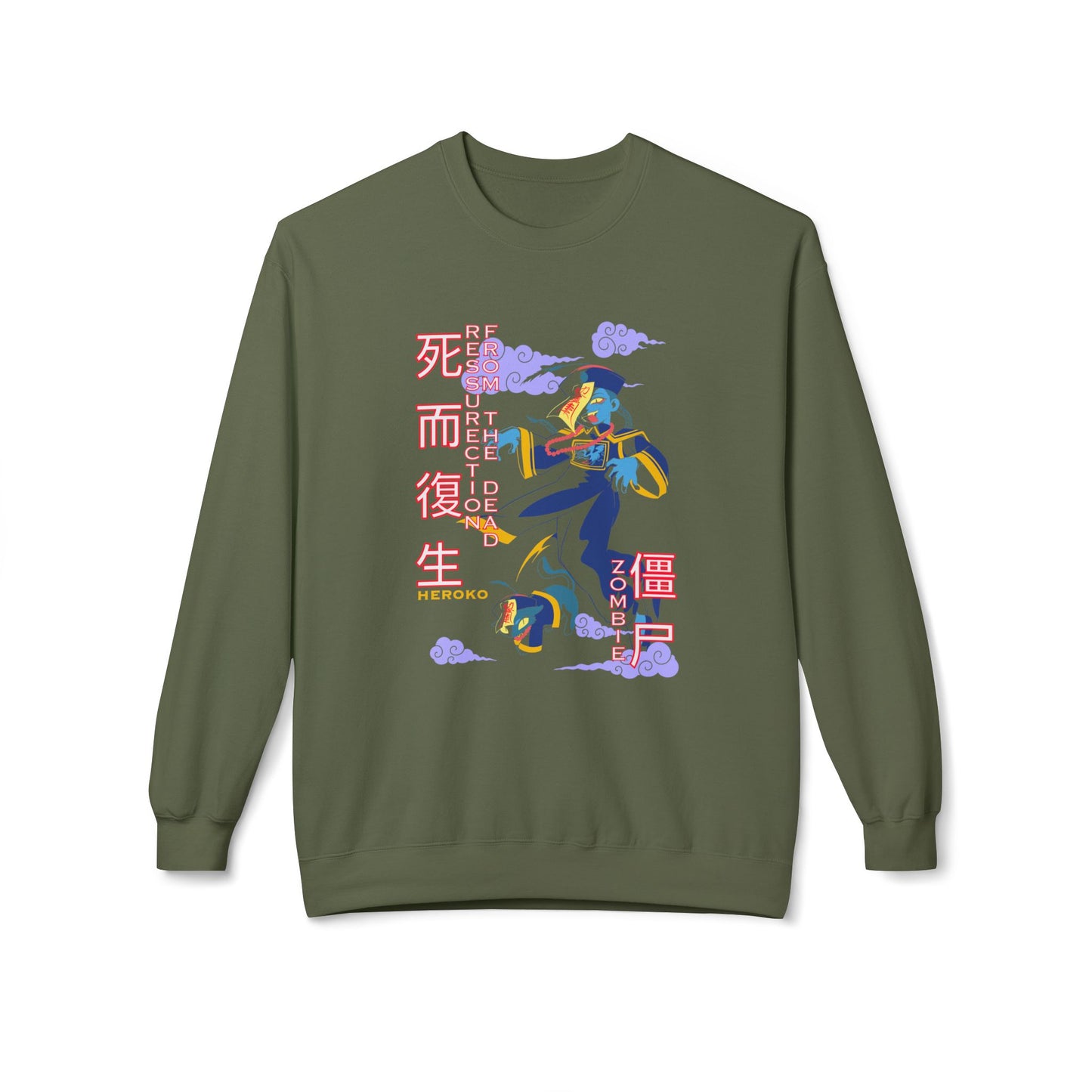 Halloween Unisex Crewneck Sweatshirt, Chinese Ancient Zombies Design