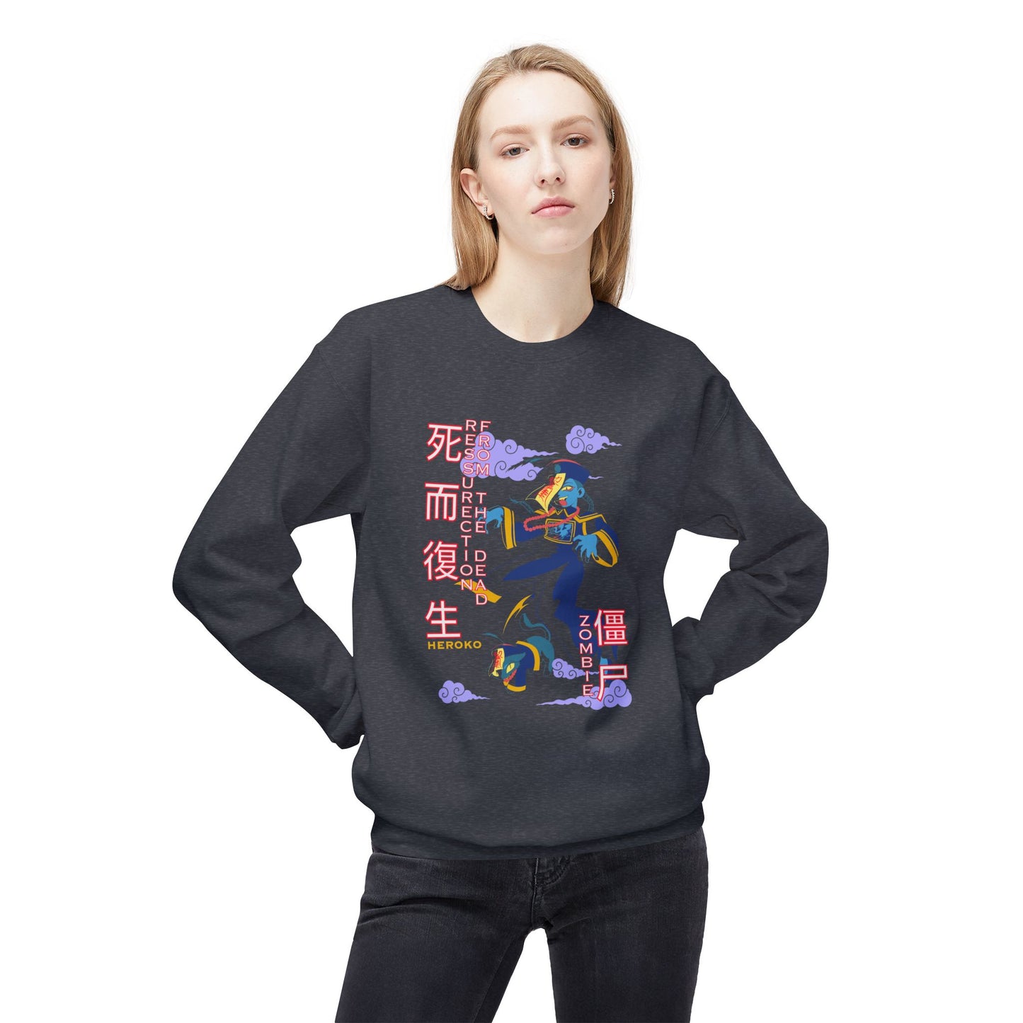 Halloween Unisex Crewneck Sweatshirt, Chinese Ancient Zombies Design