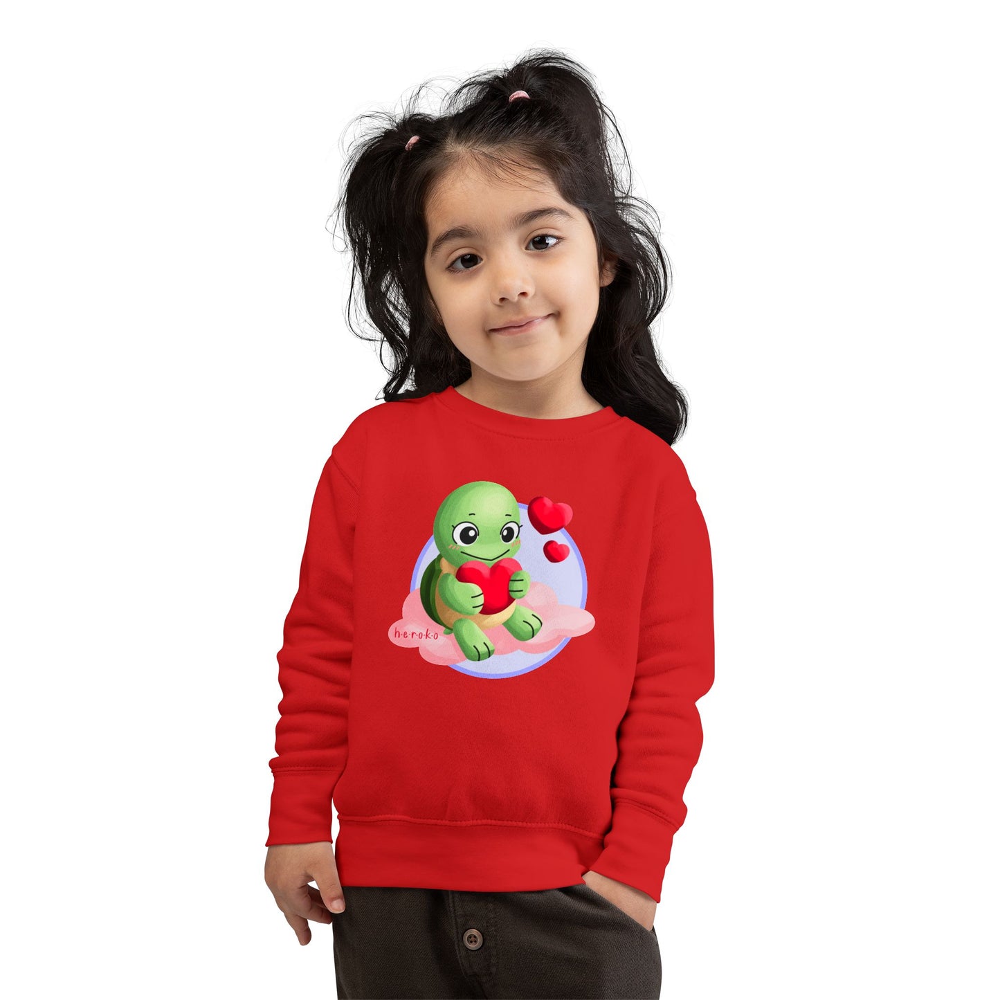 Toddler Sweatshirt - Cute Turtle Valentine's Day Design