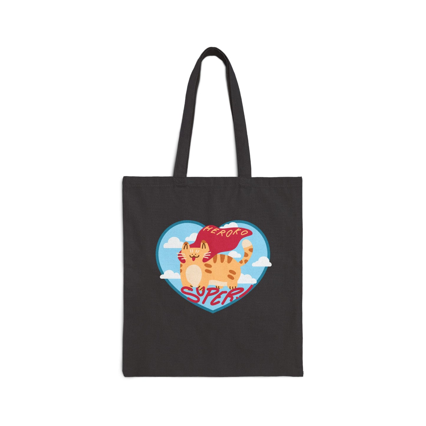 VALENTINE'S SUPER CAT Cotton Canvas Tote Bag