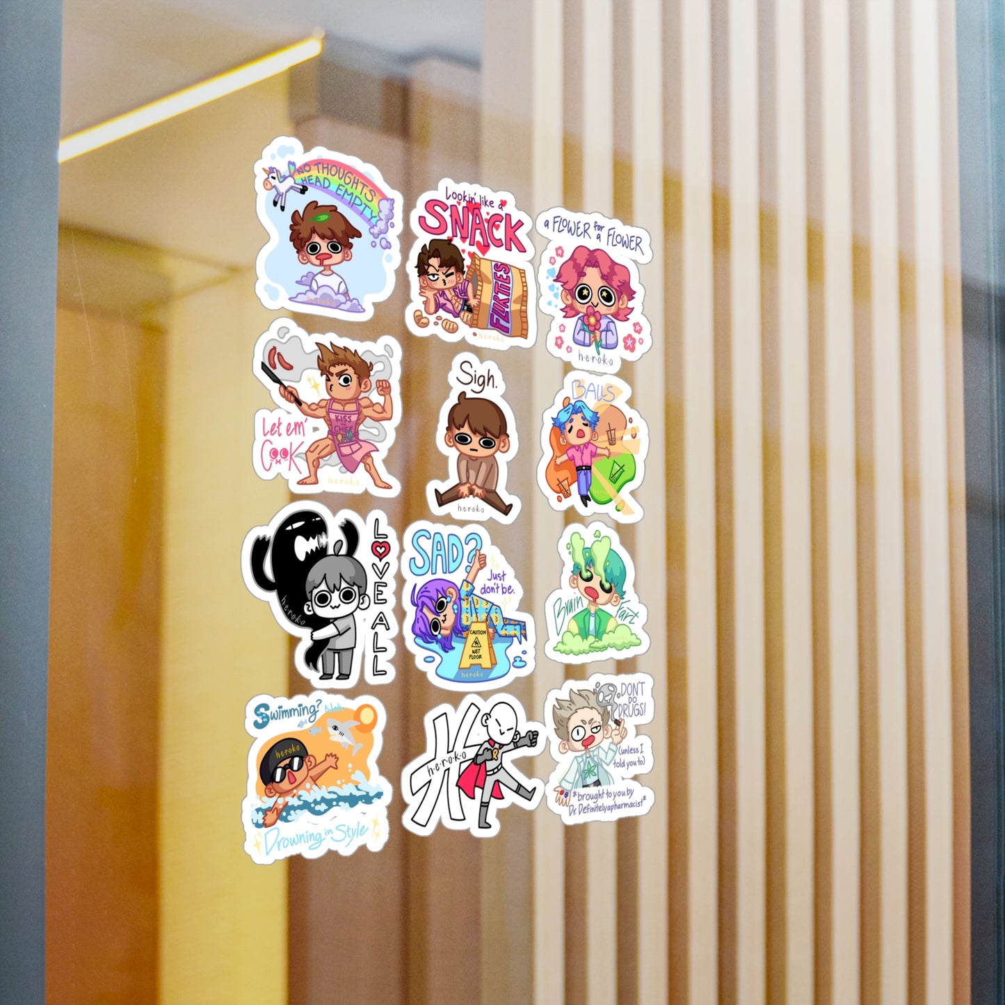 12 STICKERS SET#1 Kiss-Cut Vinyl Decals