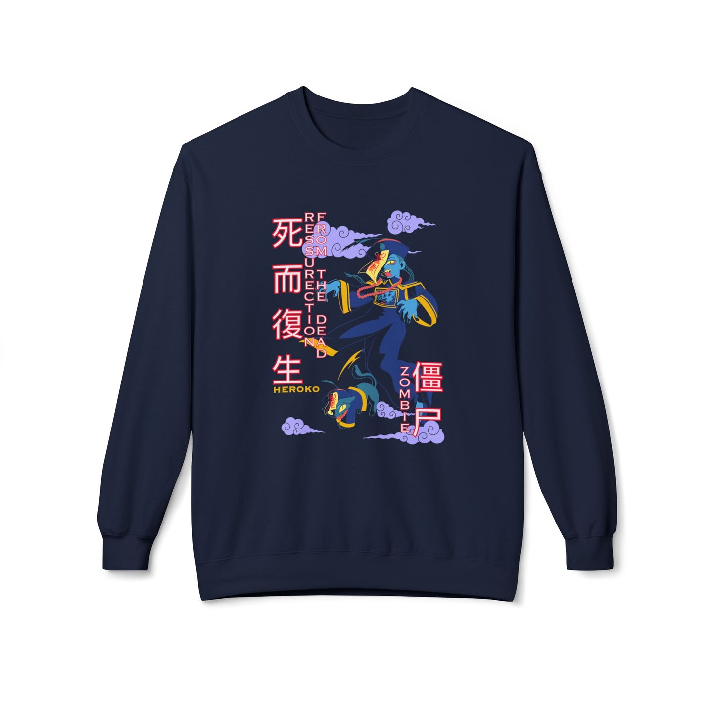 Halloween Unisex Crewneck Sweatshirt, Chinese Ancient Zombies Design