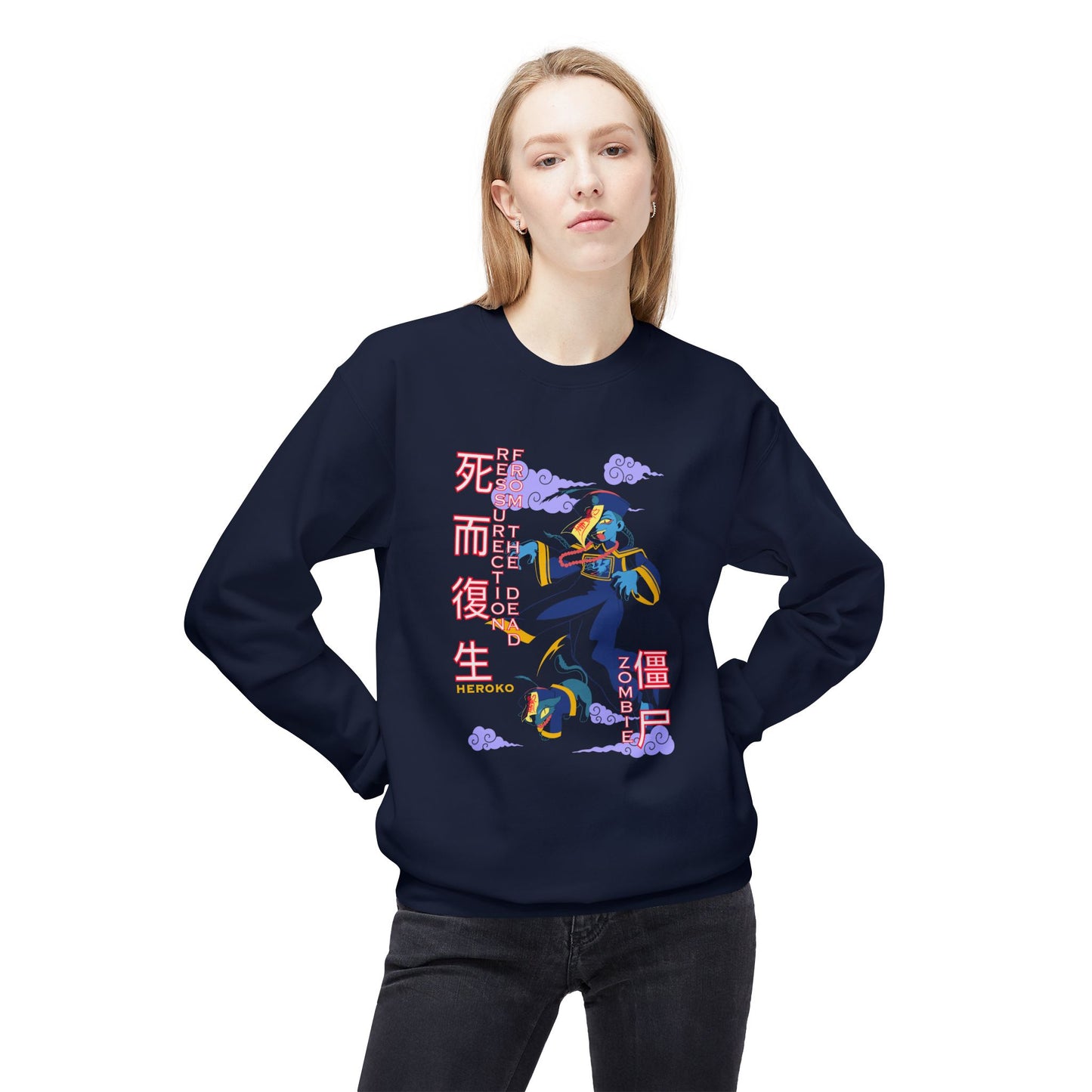 Halloween Unisex Crewneck Sweatshirt, Chinese Ancient Zombies Design
