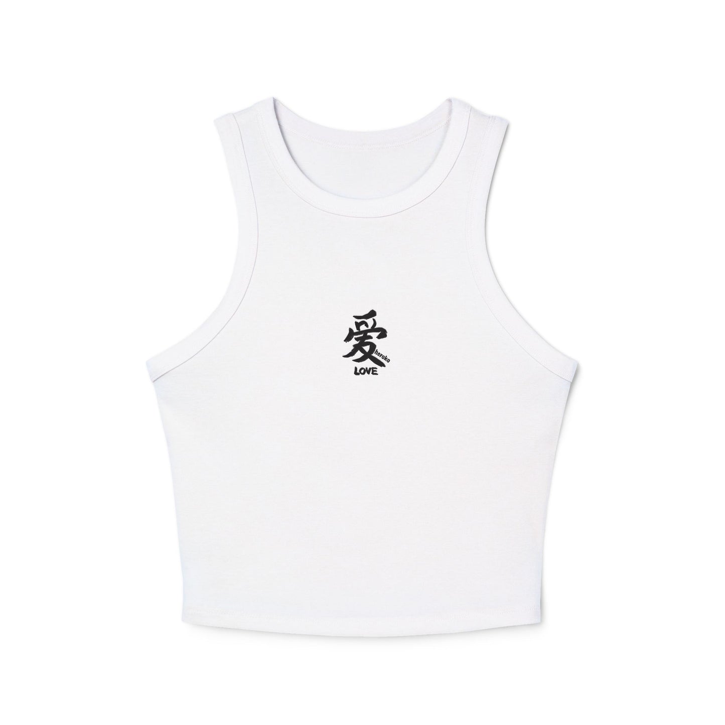 Women's Micro Rib Racer Tank Top with Love in Chinese Design