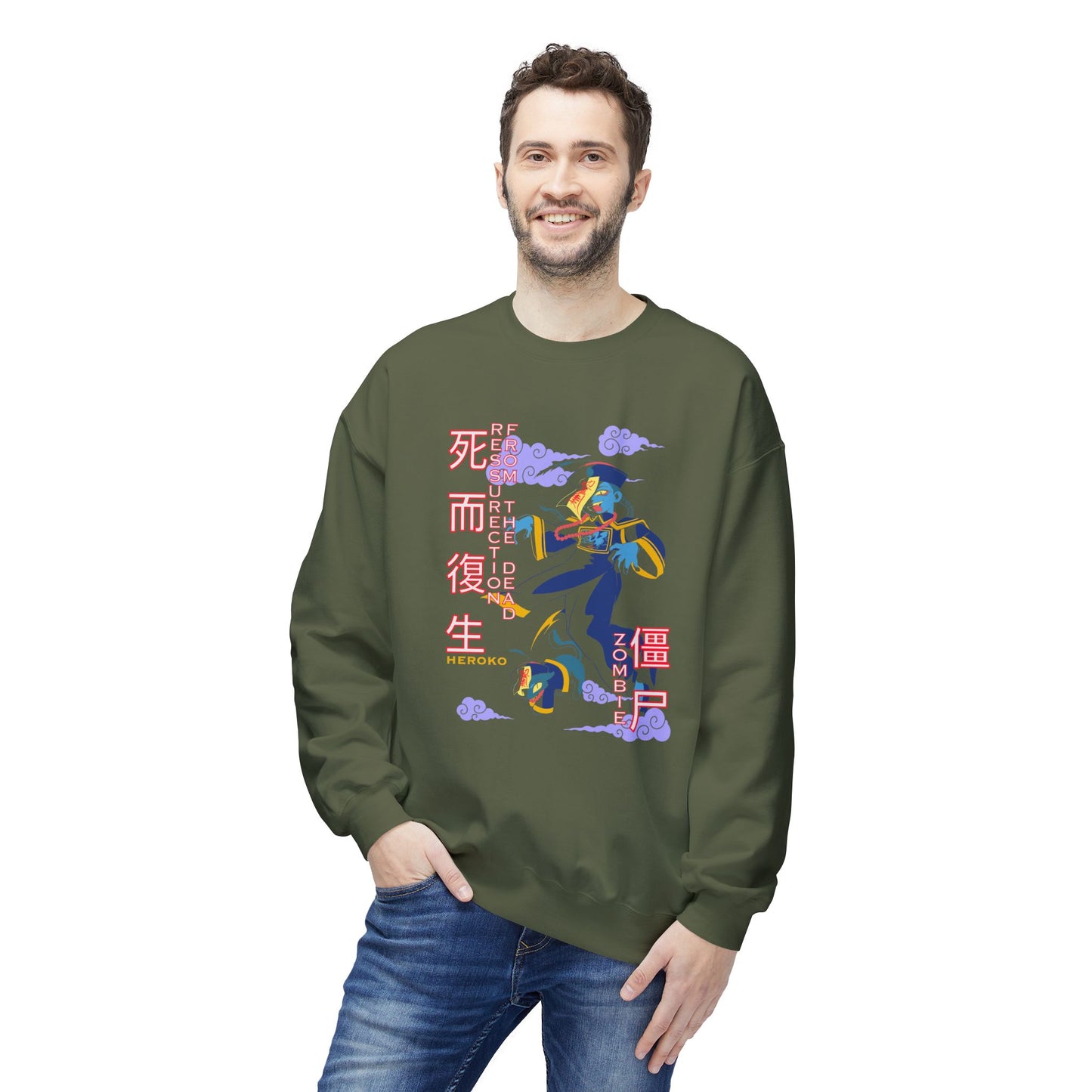 Halloween Unisex Crewneck Sweatshirt, Chinese Ancient Zombies Design