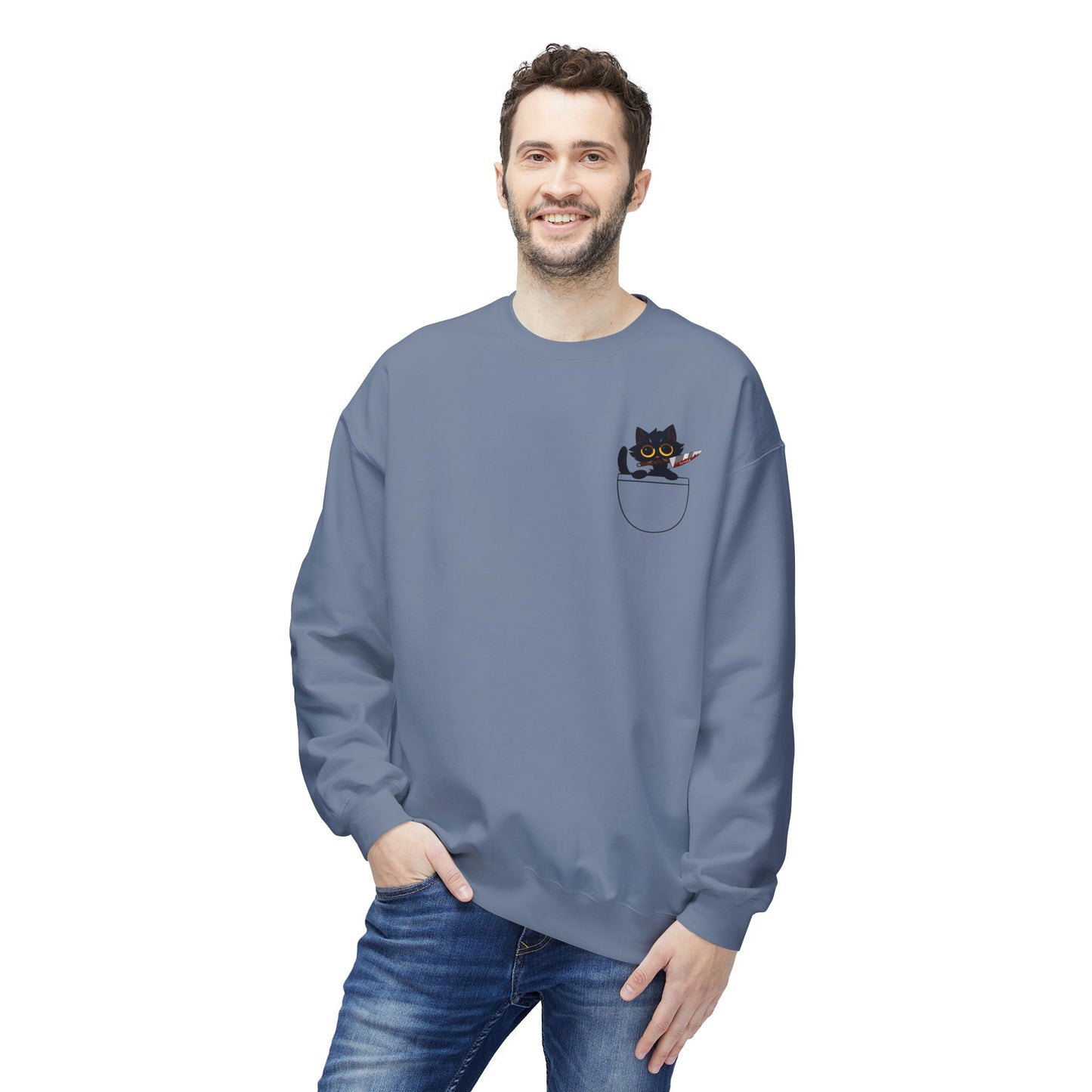 Adults BLACK CAT Fleece Crewneck Sweatshirt