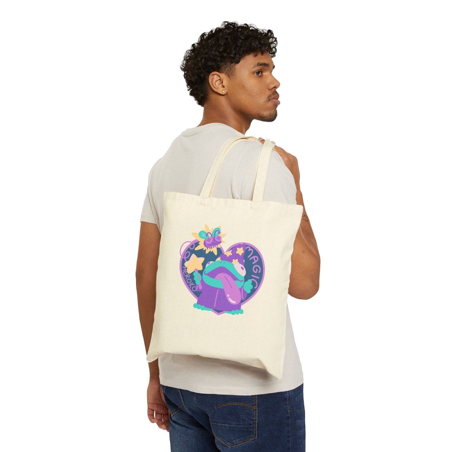 VALENTINE'S MAGIC FROG Cotton Canvas Tote Bag