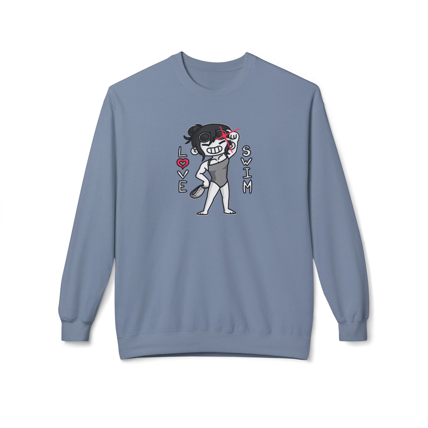 Adults GIRLS LOVE SWIM Fleece Crewneck Sweatshirt