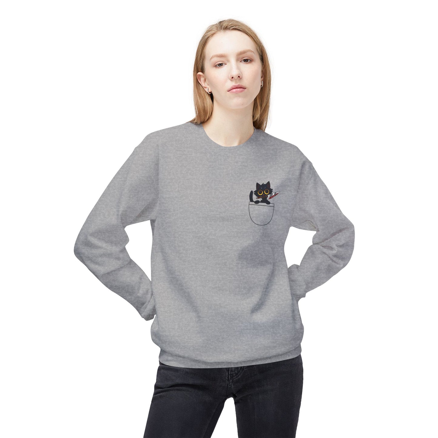 Adults BLACK CAT Fleece Crewneck Sweatshirt