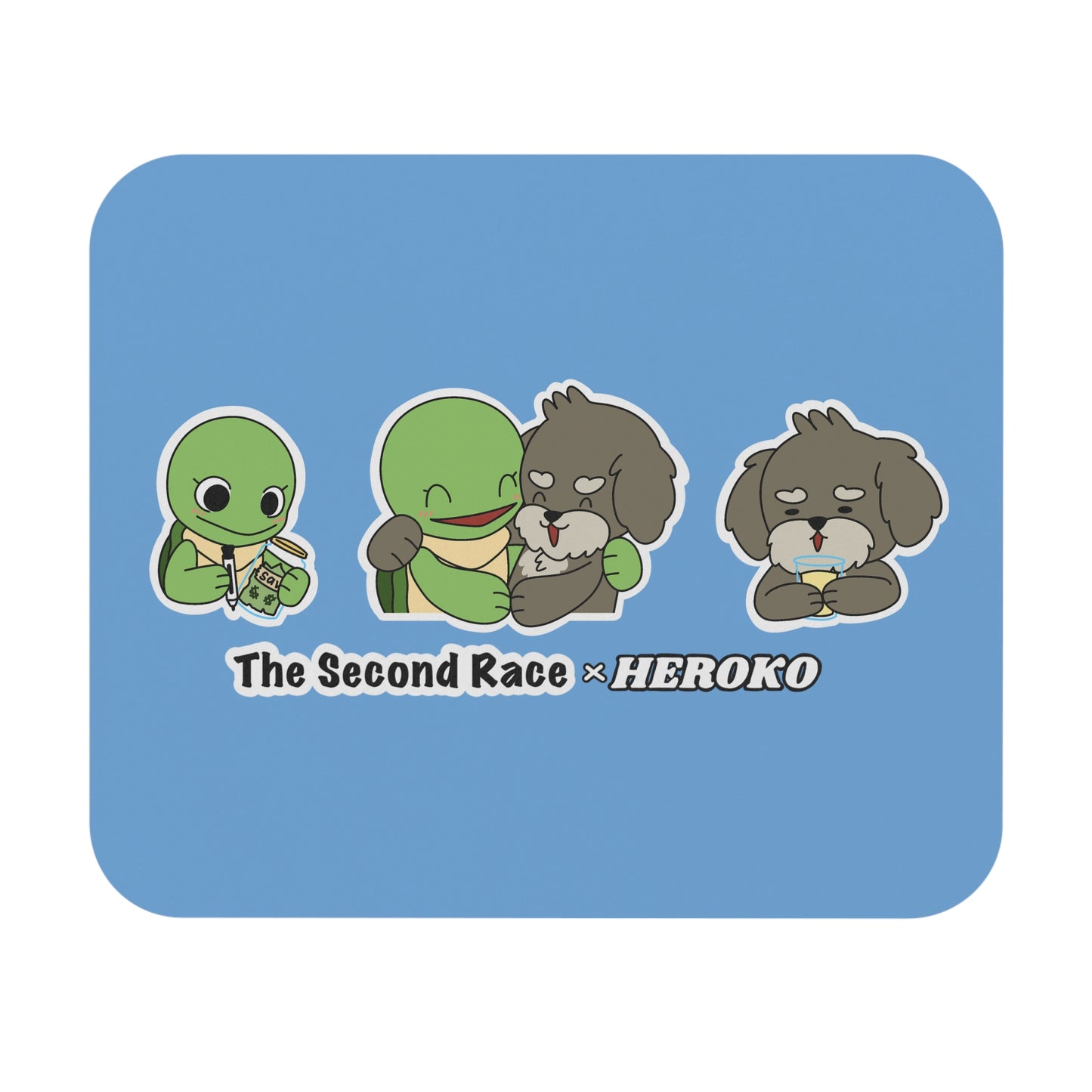 Cute Turtle & Puppy Mouse Pad — "The Second Race × HEROKO" Desk Mat
