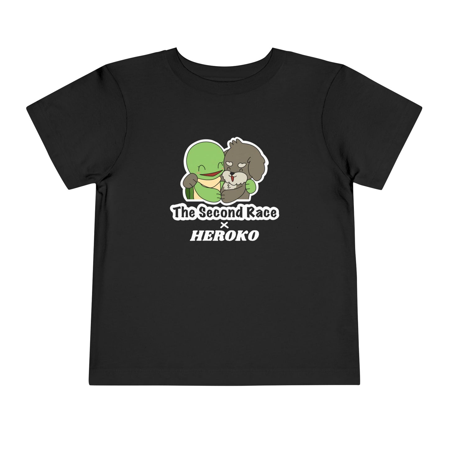 Toddler Tee — Cute "The Second Race" Cartoon Turtle & Puppy Graphic