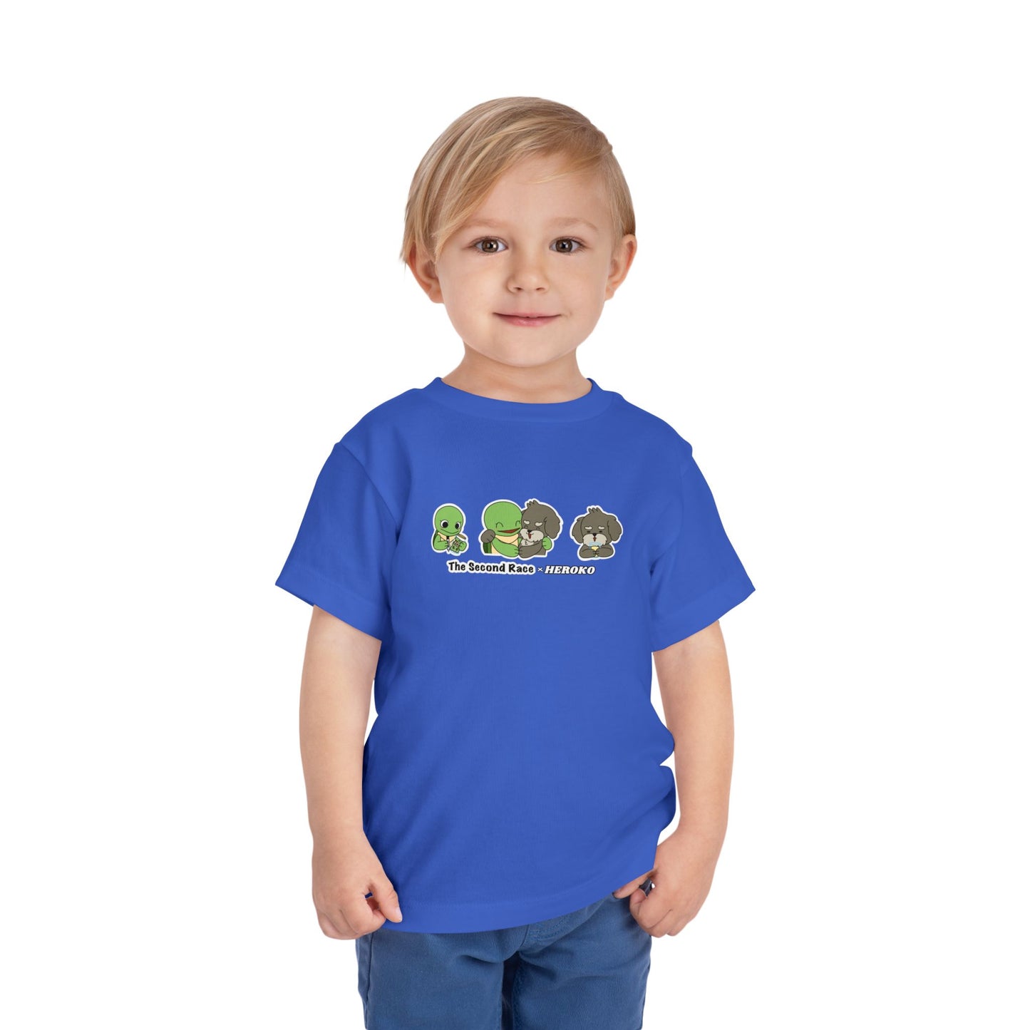 Toddler Tee — Cute Turtle and Dog Character Trio "The Second Race"