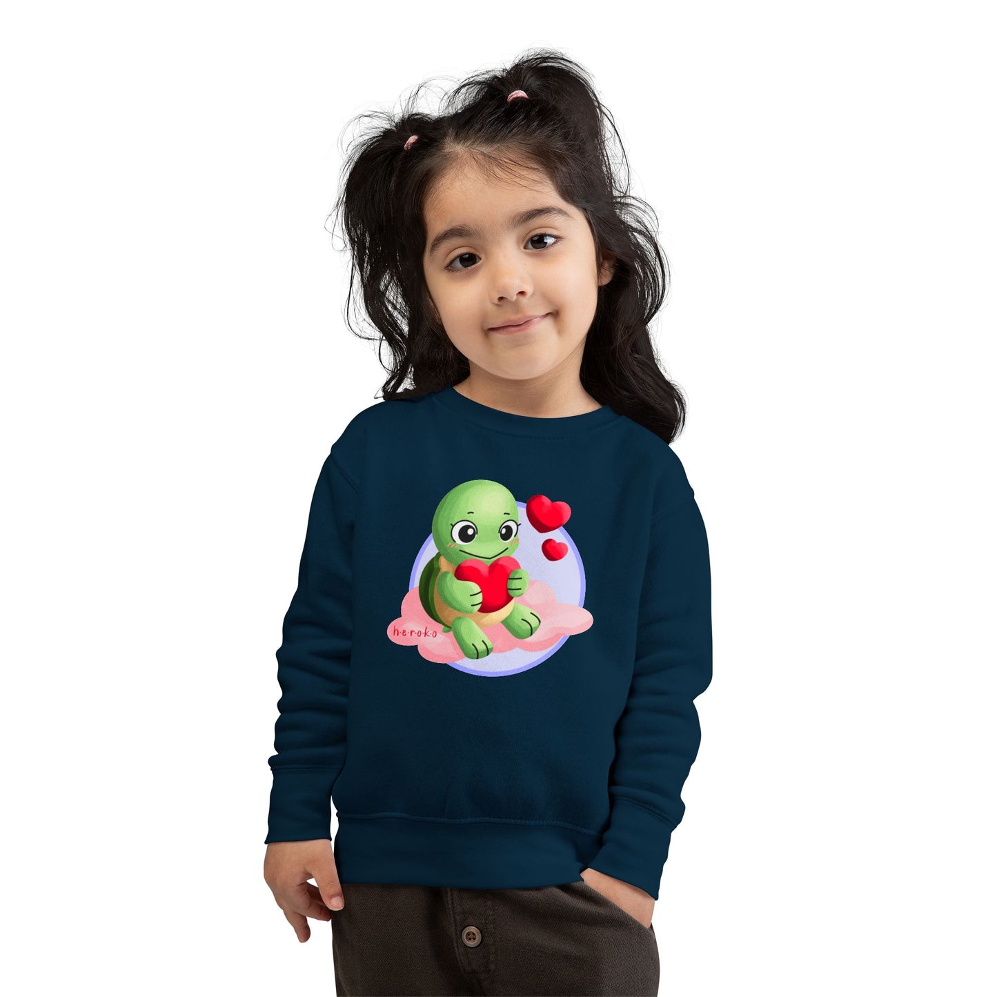 Toddler Sweatshirt  - Cute Turtle Valentine's Day Design