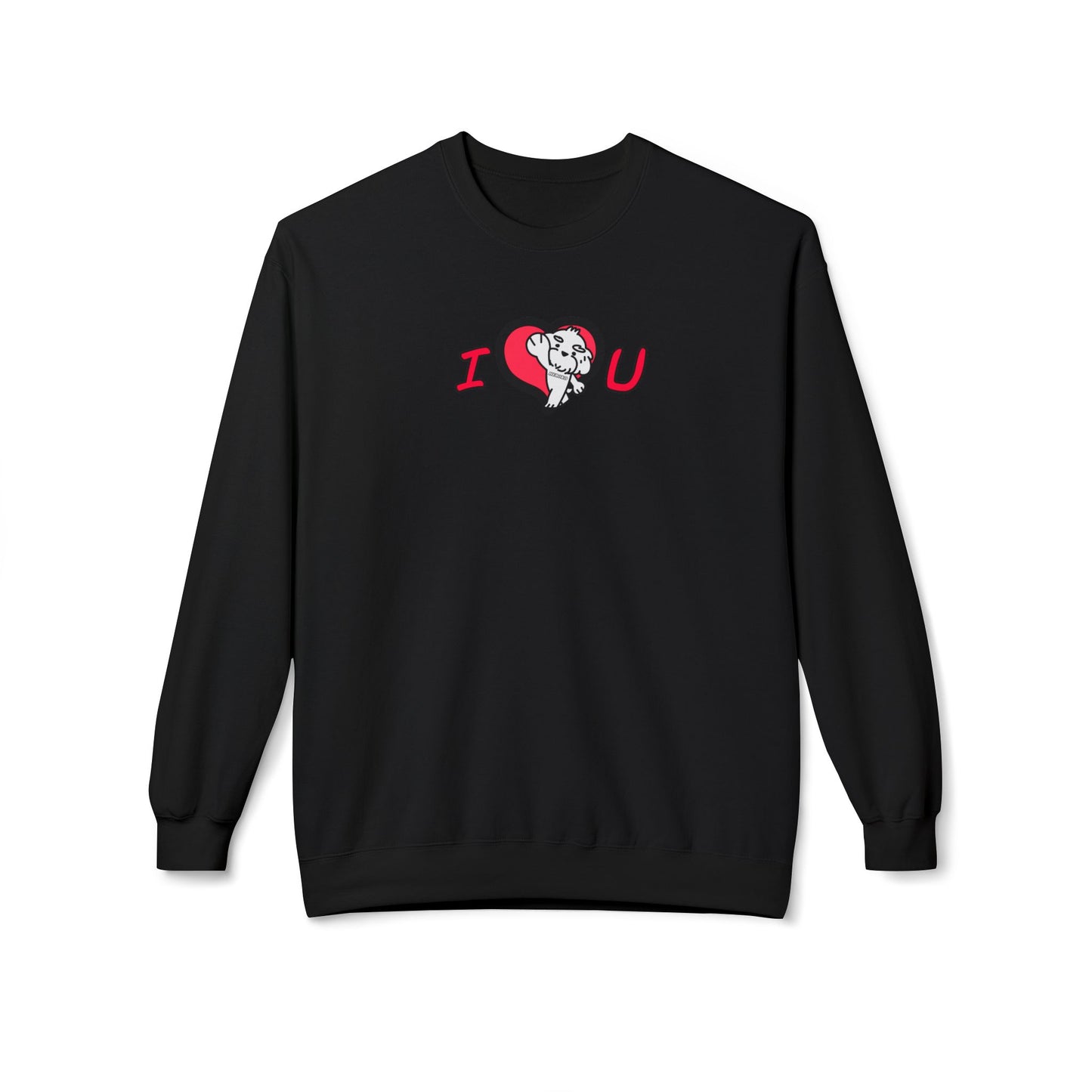 Adults VALENTINE'S I LOVE U DOG Fleece Crewneck Sweatshirt