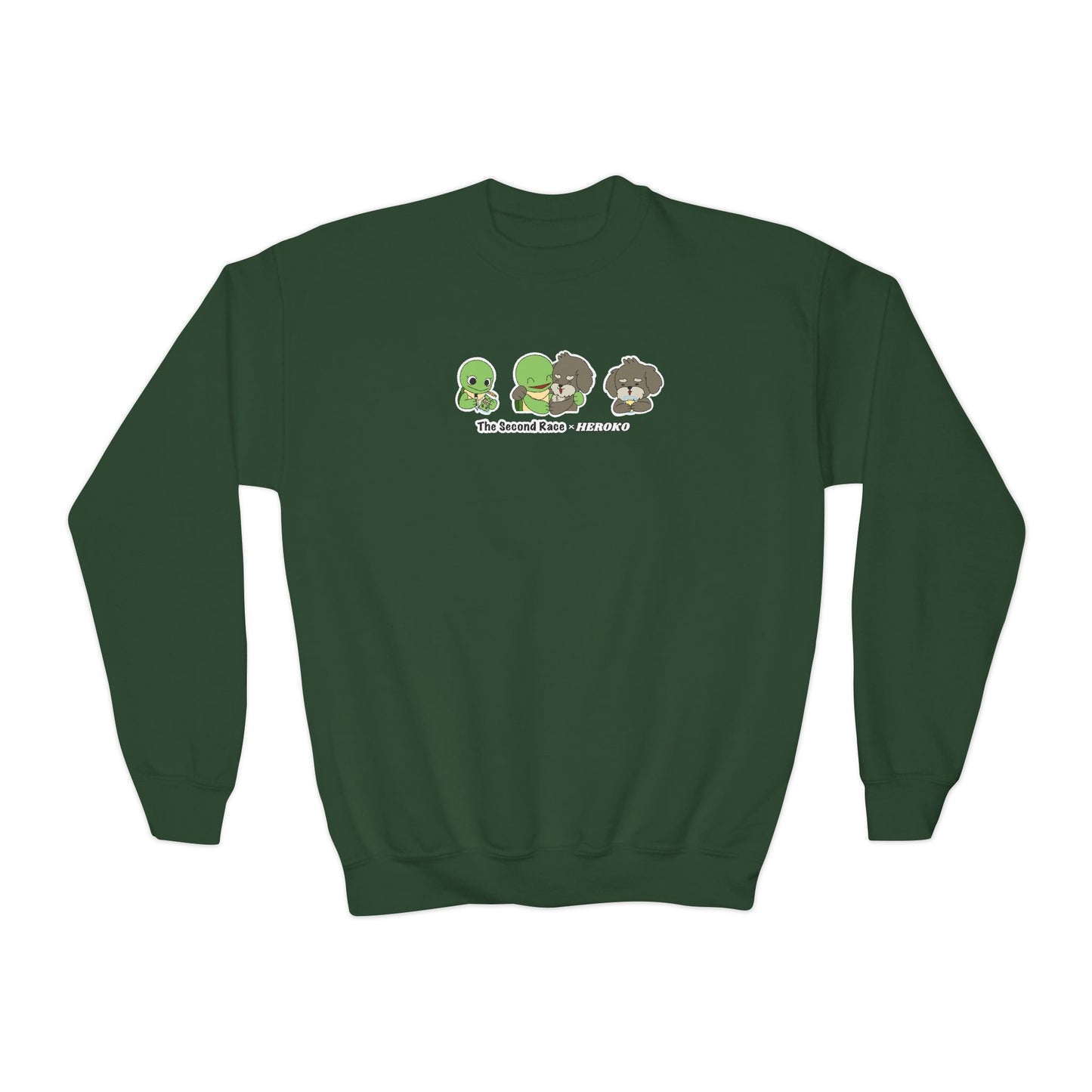 Kids Crewneck Sweatshirt — The Second Race: Turtle and Puppy