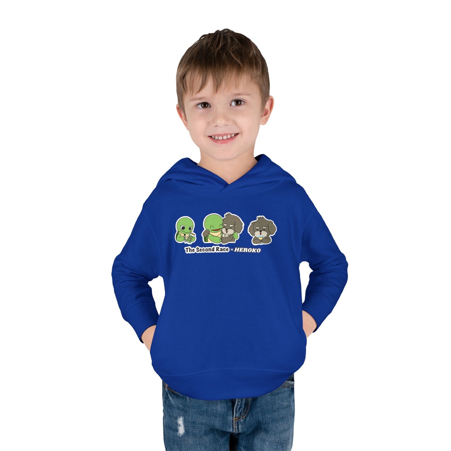 Toddler Hoodie — "The Second Race" Cute Turtle & Puppy Character Pullover