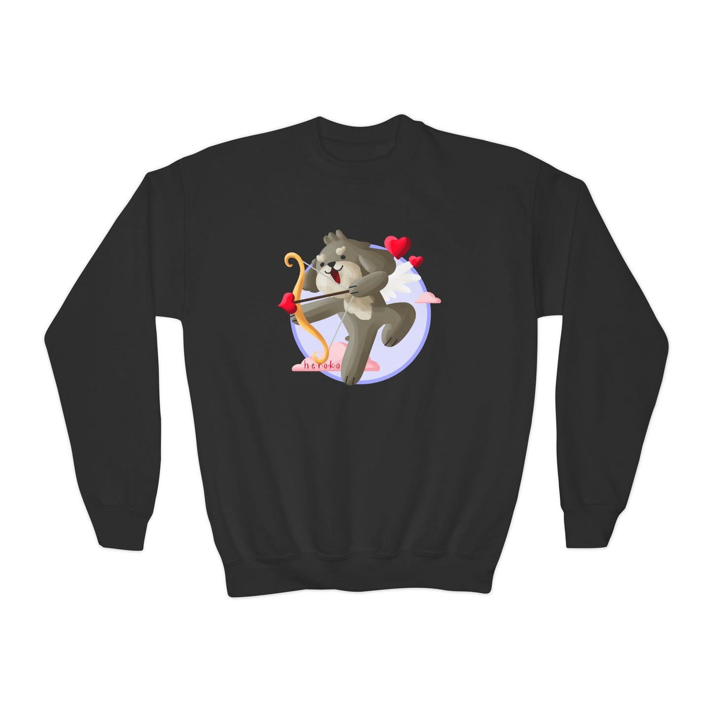 Kids Crewneck Sweatshirt  - Cute Dog Valentine's Day Design