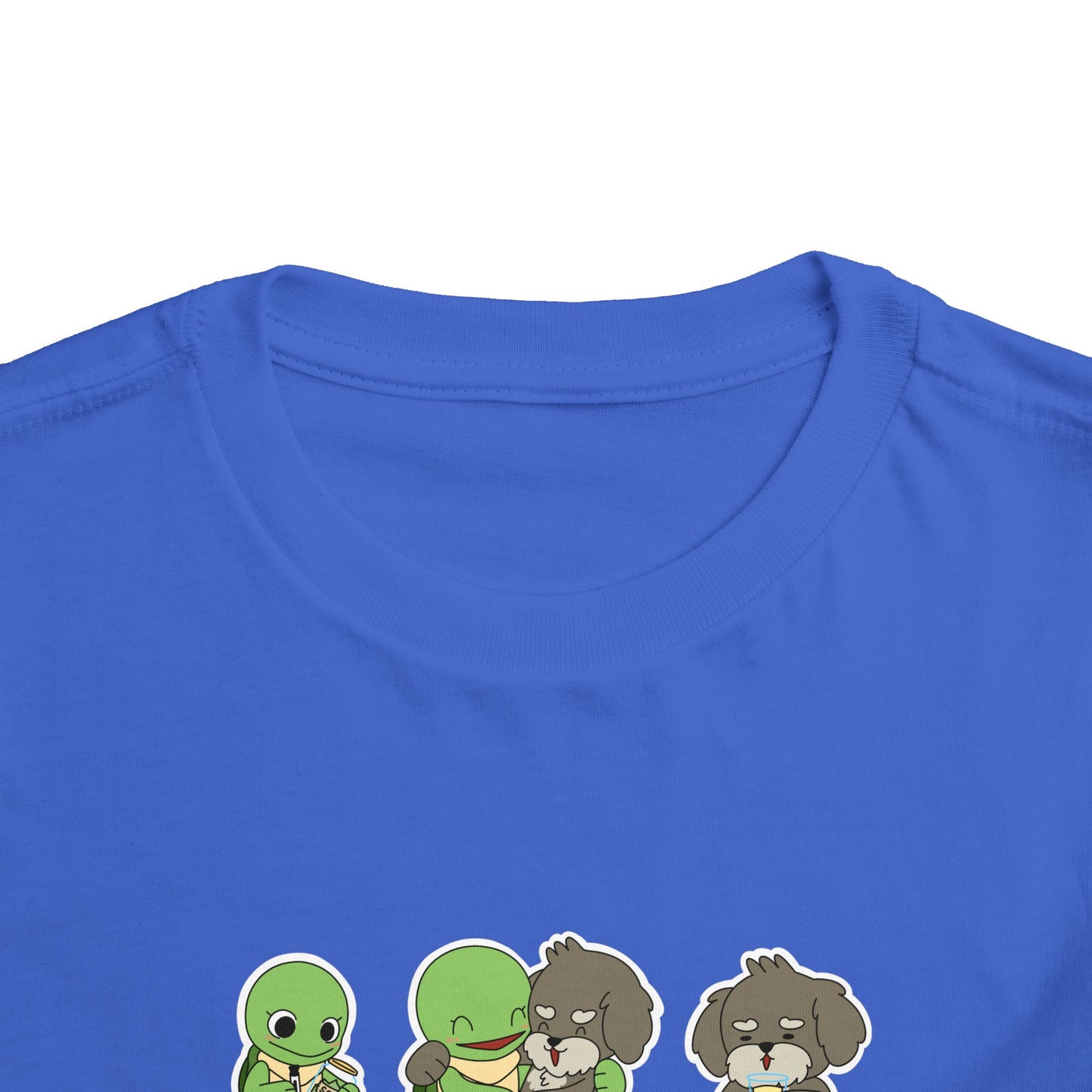 Toddler Tee — Cute Turtle and Dog Character Trio "The Second Race"