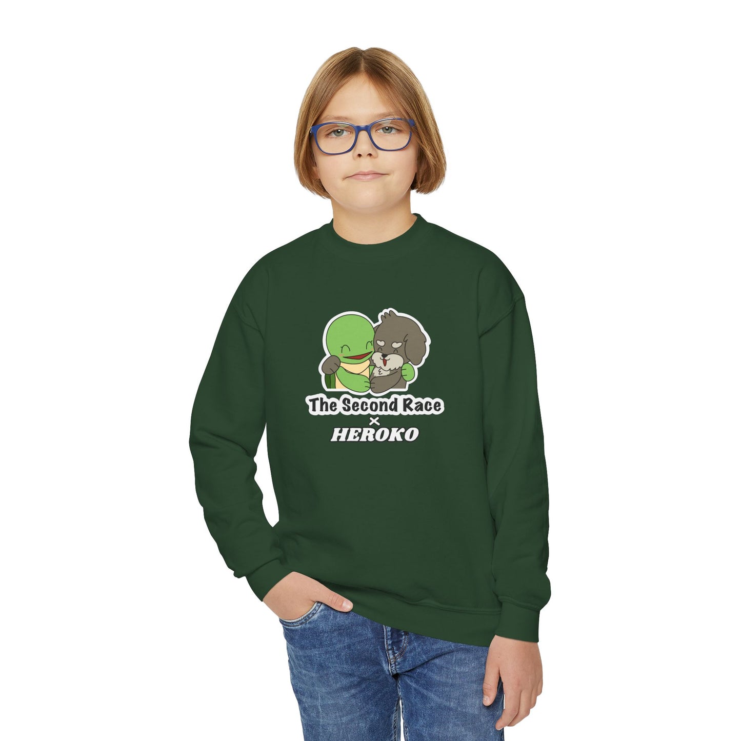 Kids Hugging Turtle & Puppy Crewneck Sweatshirt — The Second Race