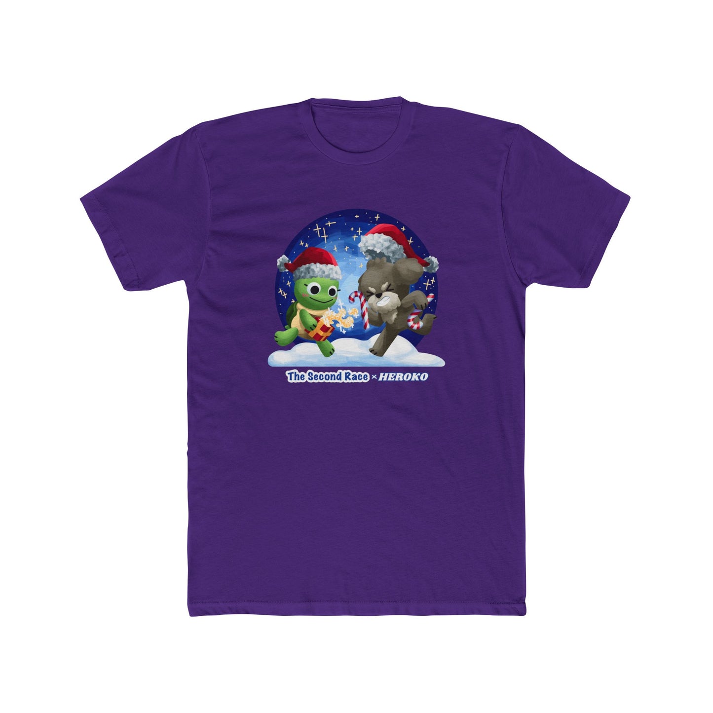 Graphic Tee for Adults - "The Second Race" Book Turtle & Puppy, Snow Globe Christmas Design