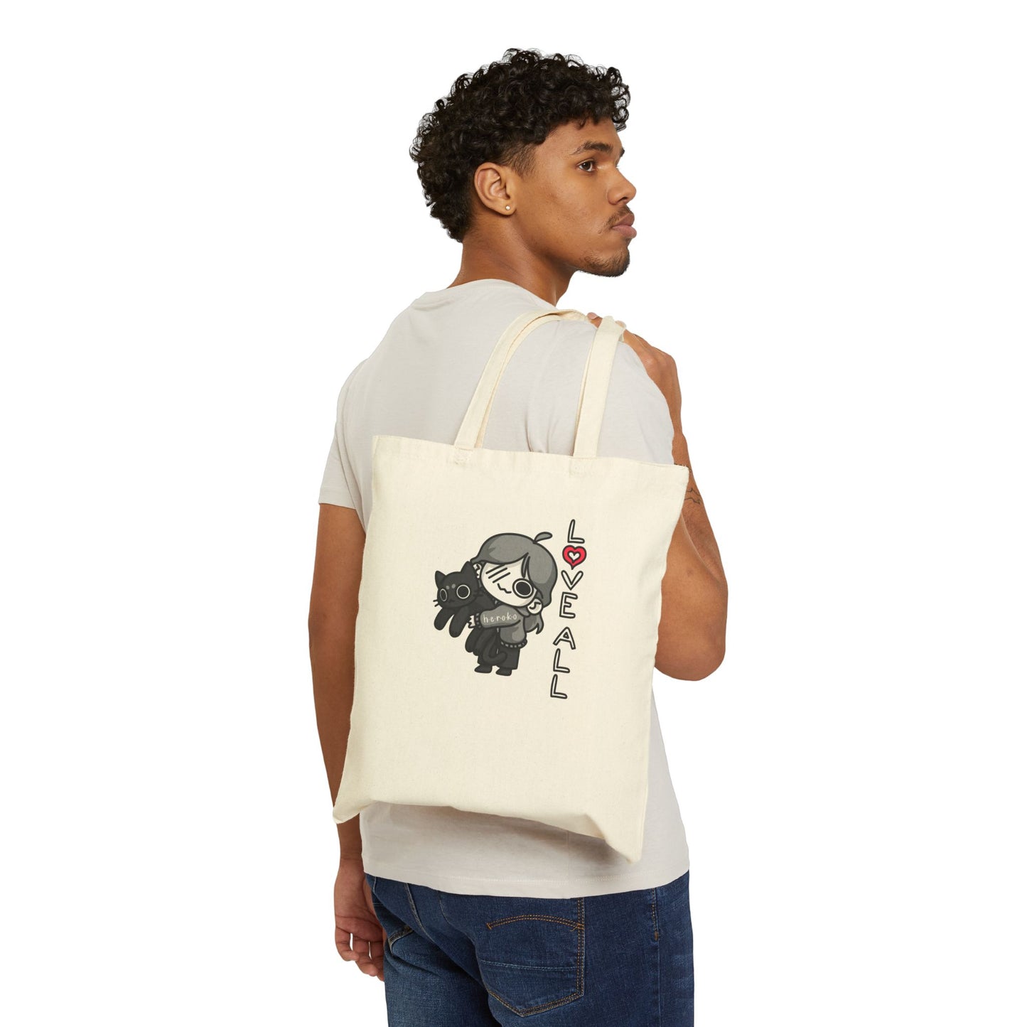 LOVE CAT Cotton Canvas Tote Bag