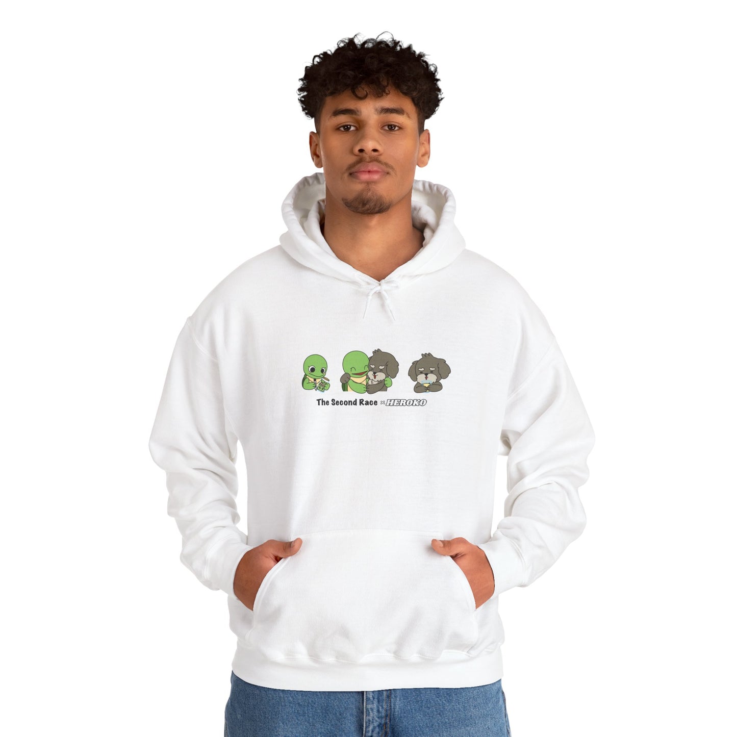 Adults Hoodie 'The Second Race' Turtle and Puppy Trio Sweatshirt