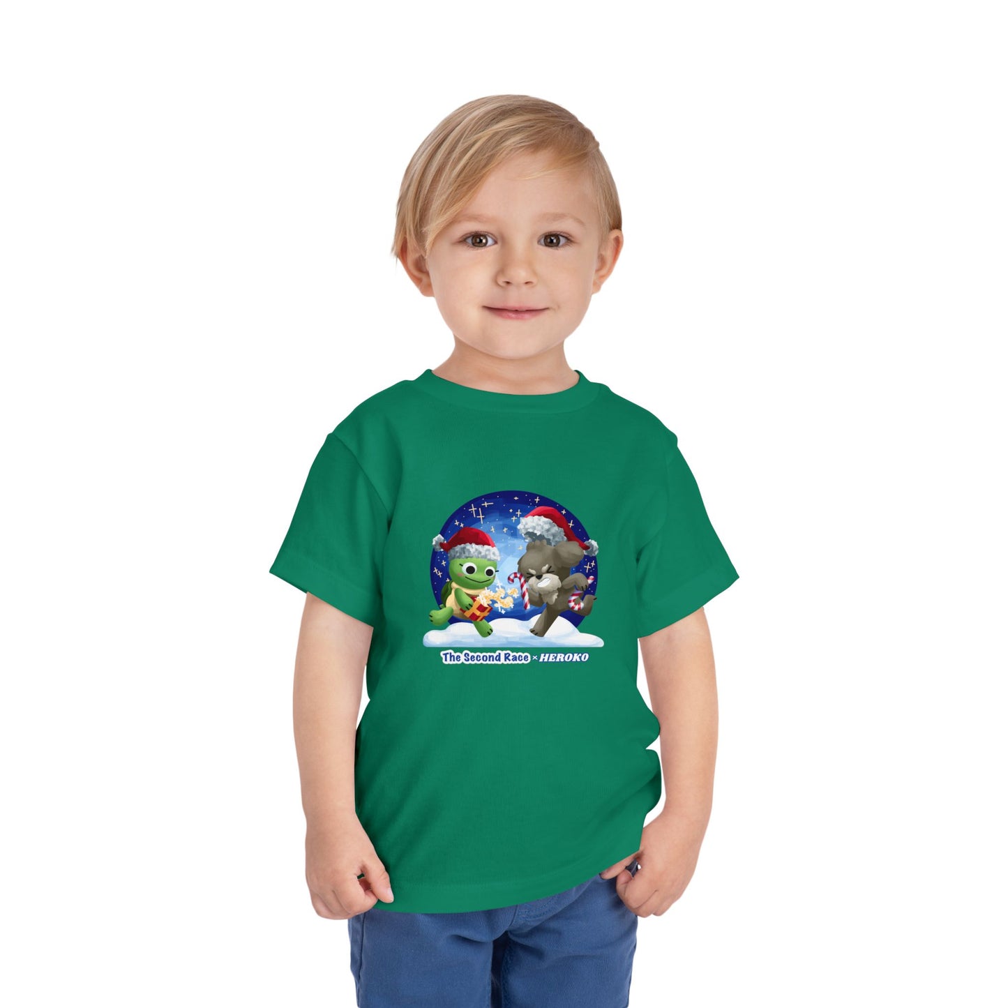 Toddler Tee - Cute Christmas Turtle & Puppy in a Snow Globe Holiday Design