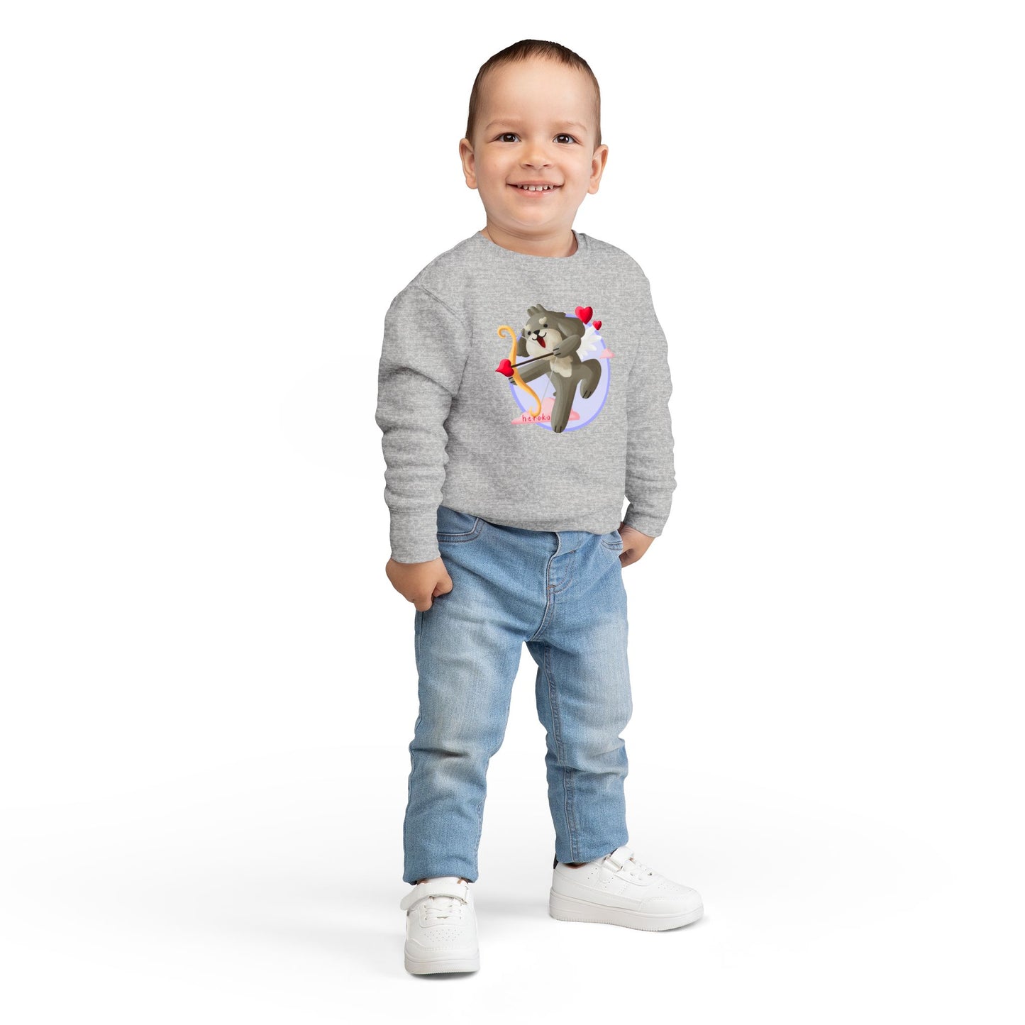 Toddler Sweatshirt  - Cute Dog Valentine's Day Design