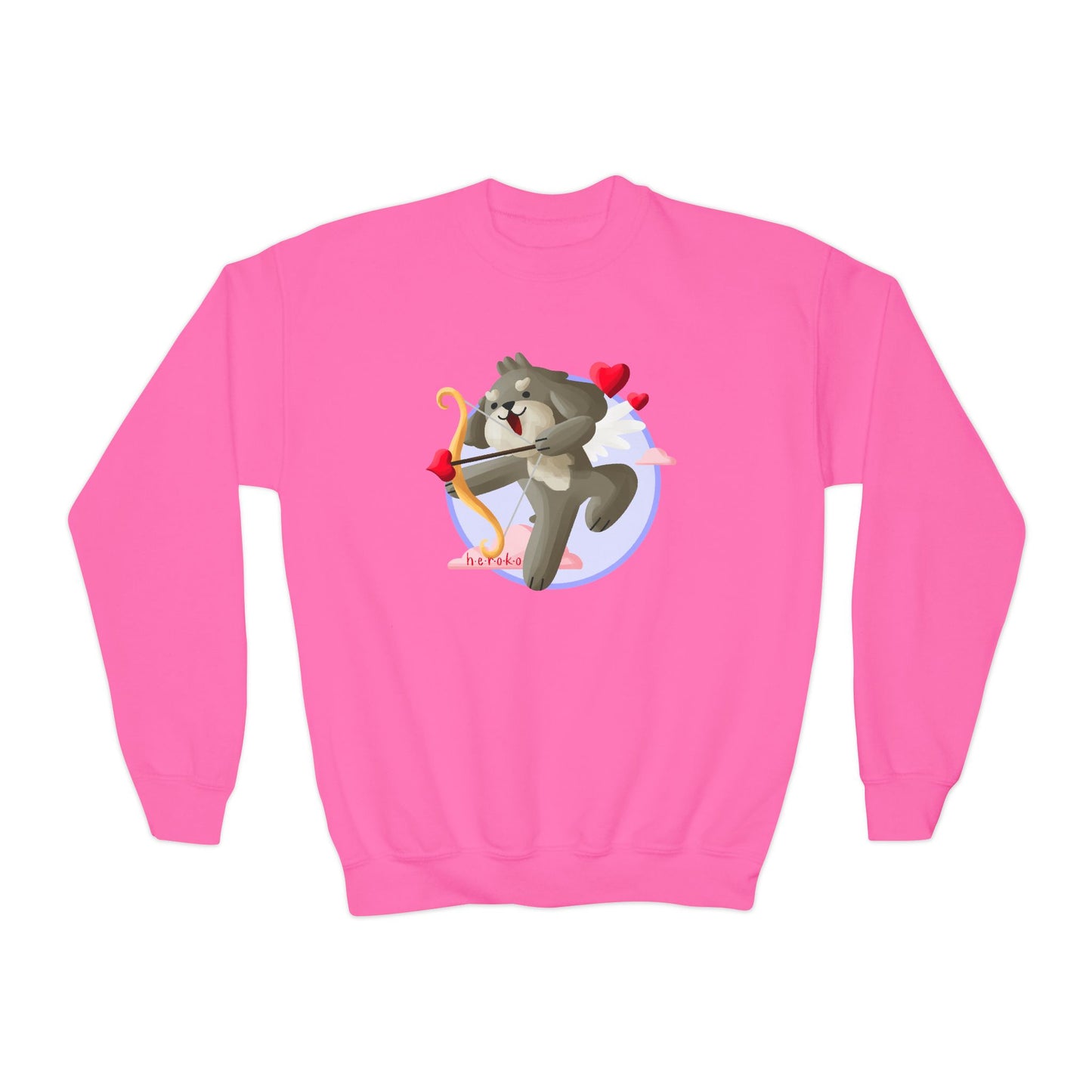 Kids Crewneck Sweatshirt  - Cute Dog Valentine's Day Design