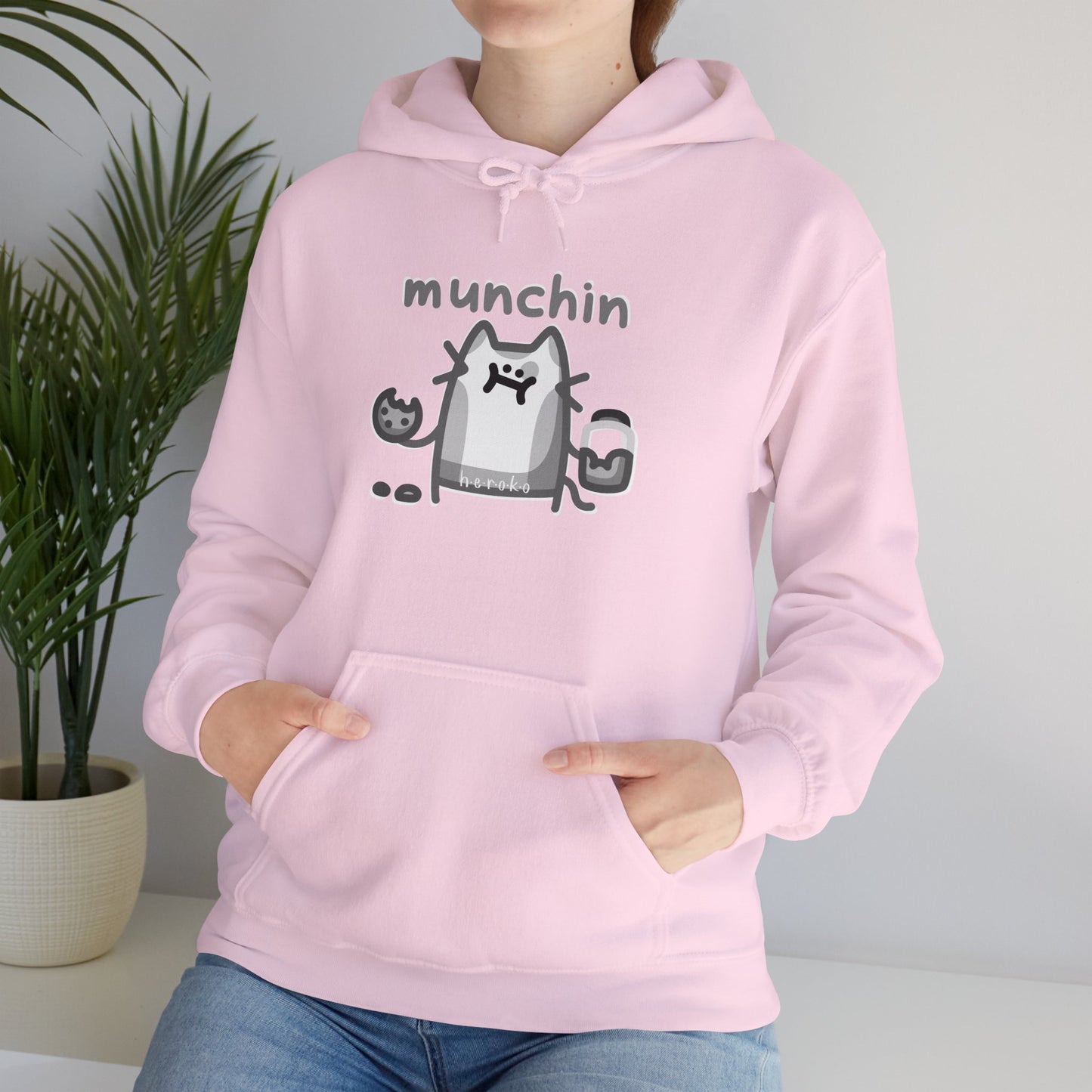 Adults B&W CAT MUNCHIN' Hoodies