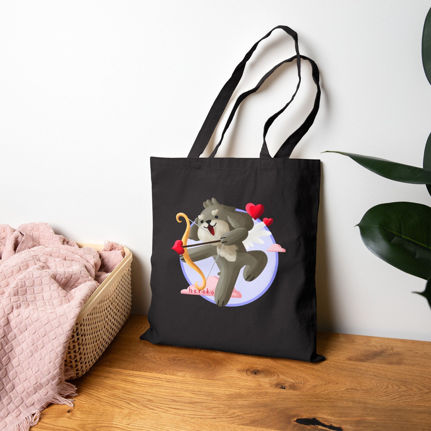 Canvas Tote Bag - Cute Dog Valentine's Day Design