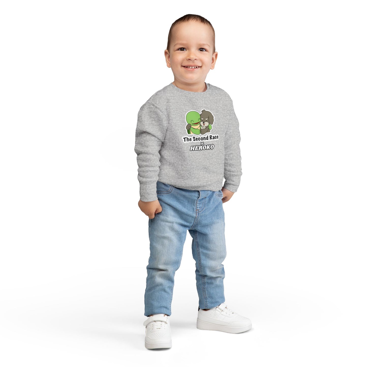 Toddler Sweatshirt - ‘The Second Race x Heroko’ Cute Turtle & Pup Kids Crewneck