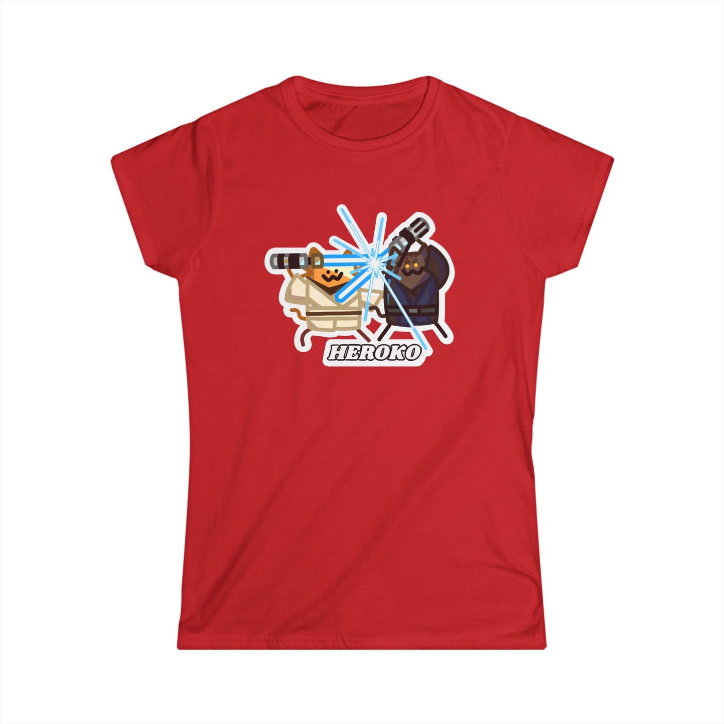 Slim Fit Tee - Jedi Cats Fighting Design
